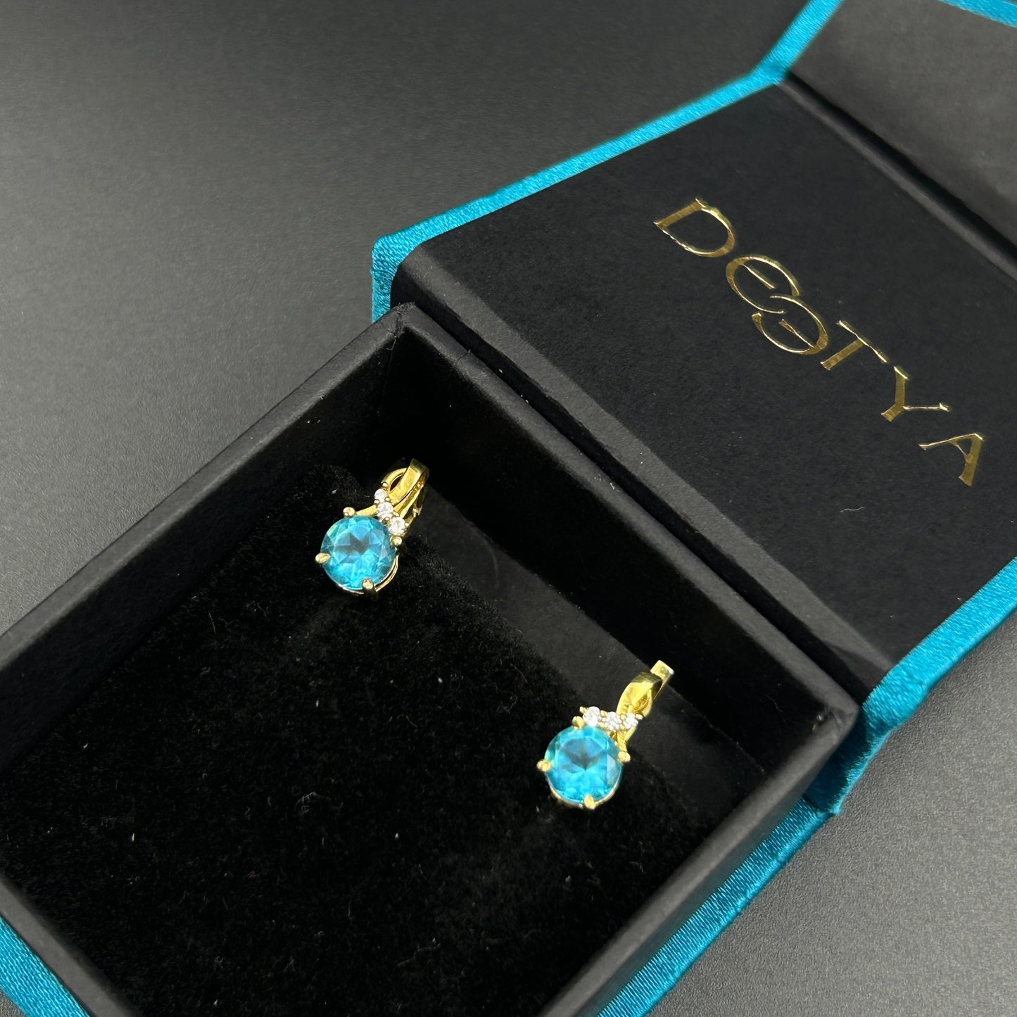 Blue Aquamarine Diamond Earring - Silver Earring
