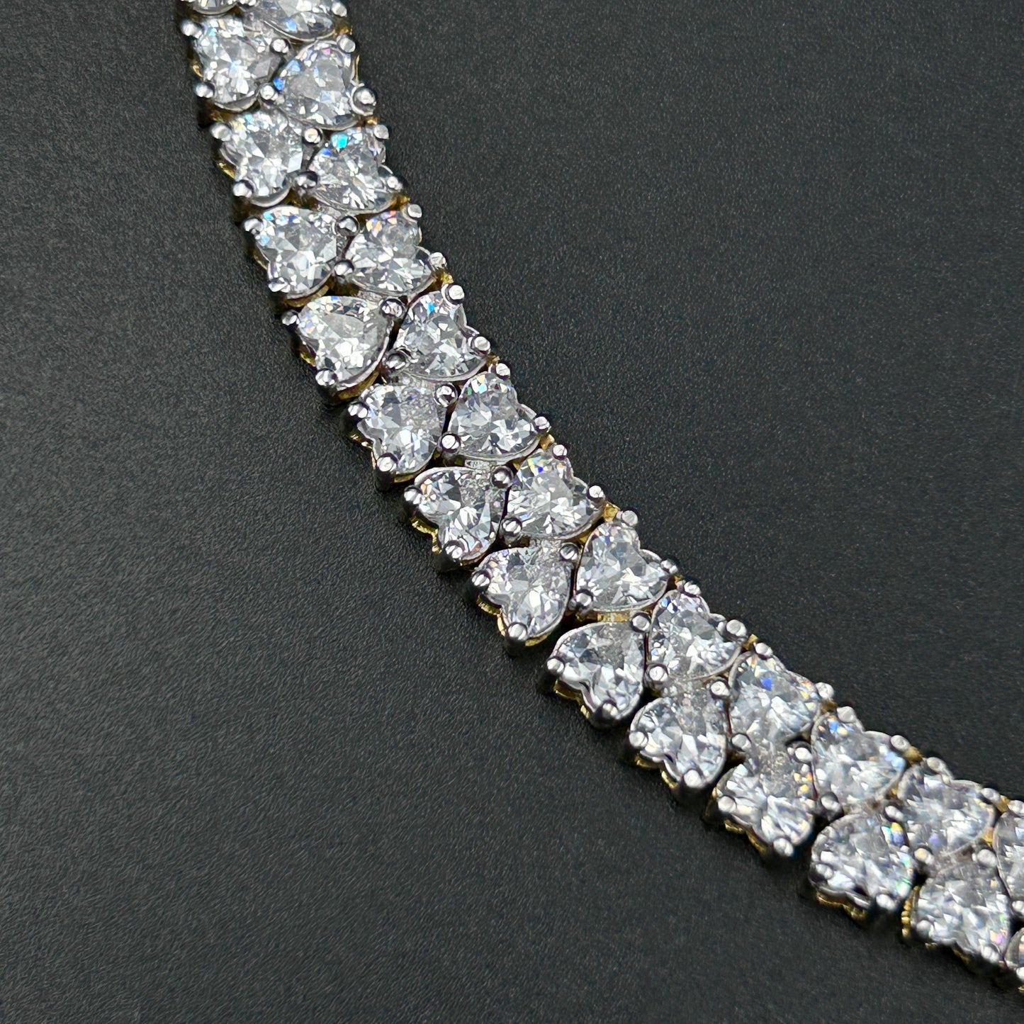 Diamond Heart Necklace - Pure  Silver