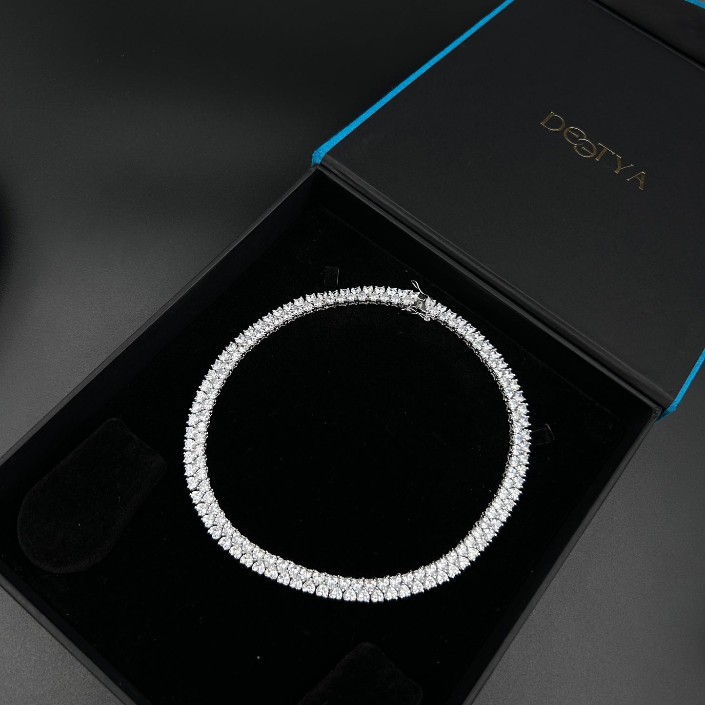 Diamond Heart Necklace - Pure  Silver