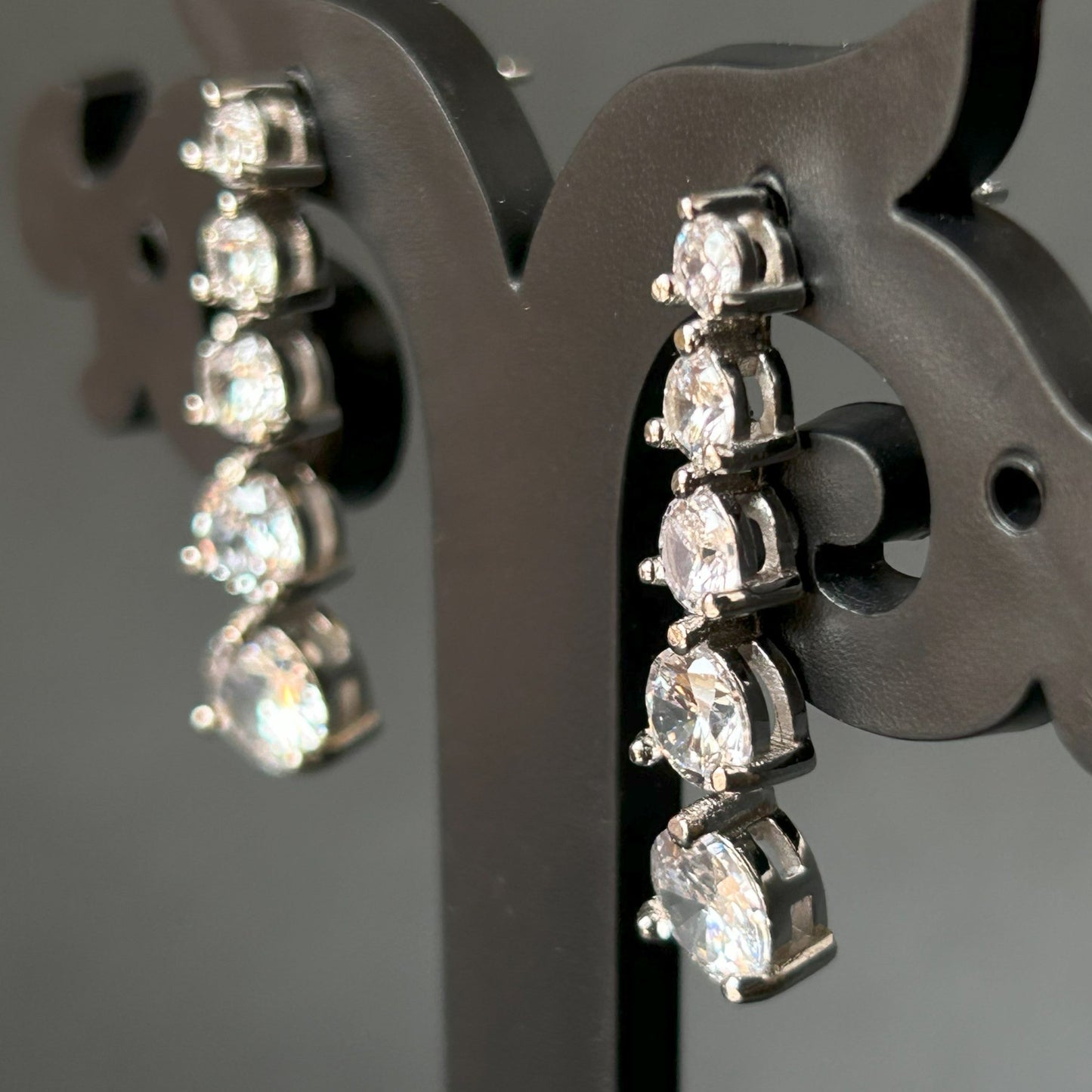 Silver Solitaire Earring ( 5 Stone )