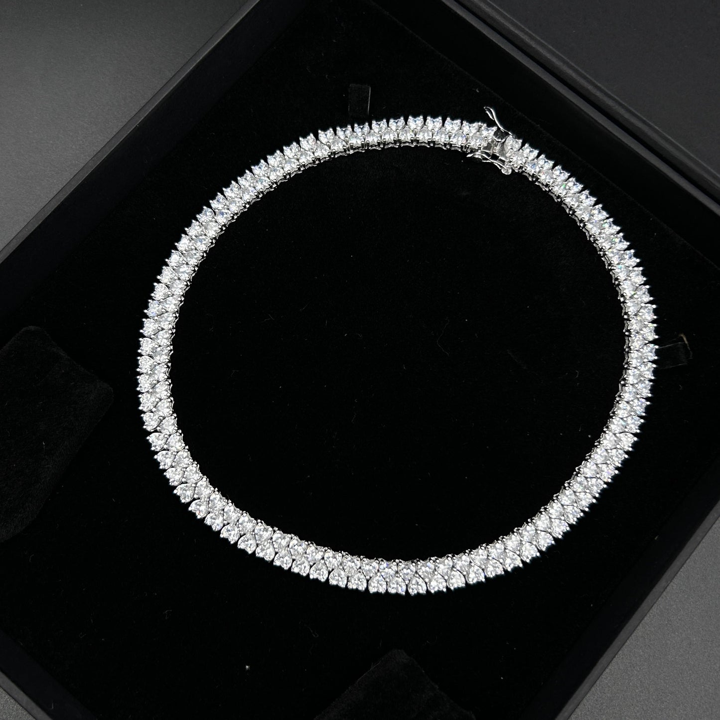 Diamond Heart Necklace - Pure  Silver