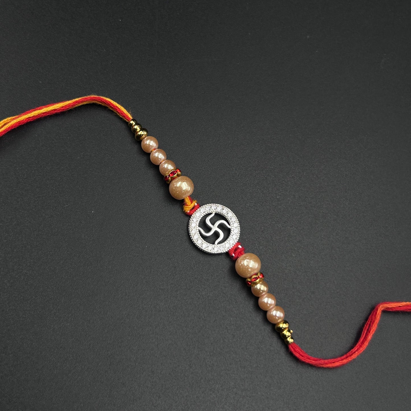 Pure Silver Swastik Rakhi - Thread Rakhi