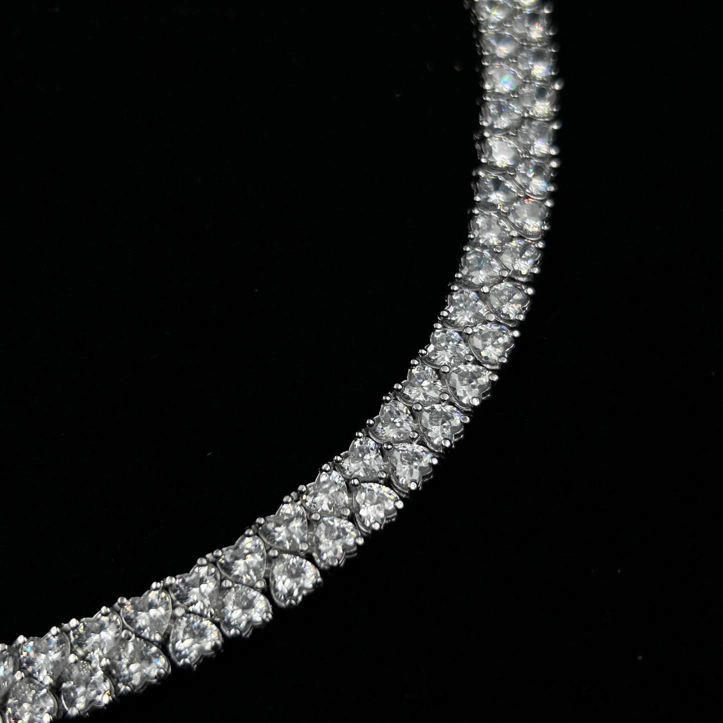 Diamond Heart Necklace - Pure  Silver