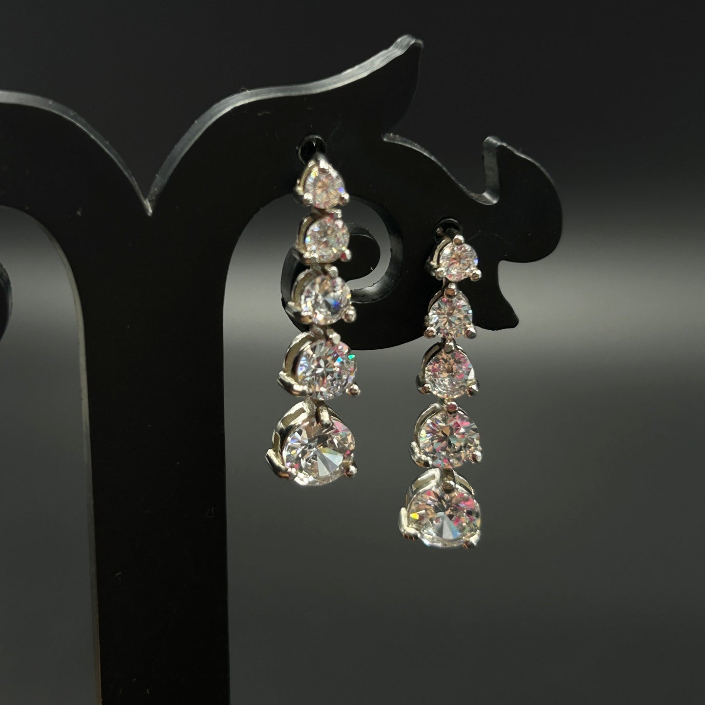 Silver Solitaire Earring ( 5 Stone )