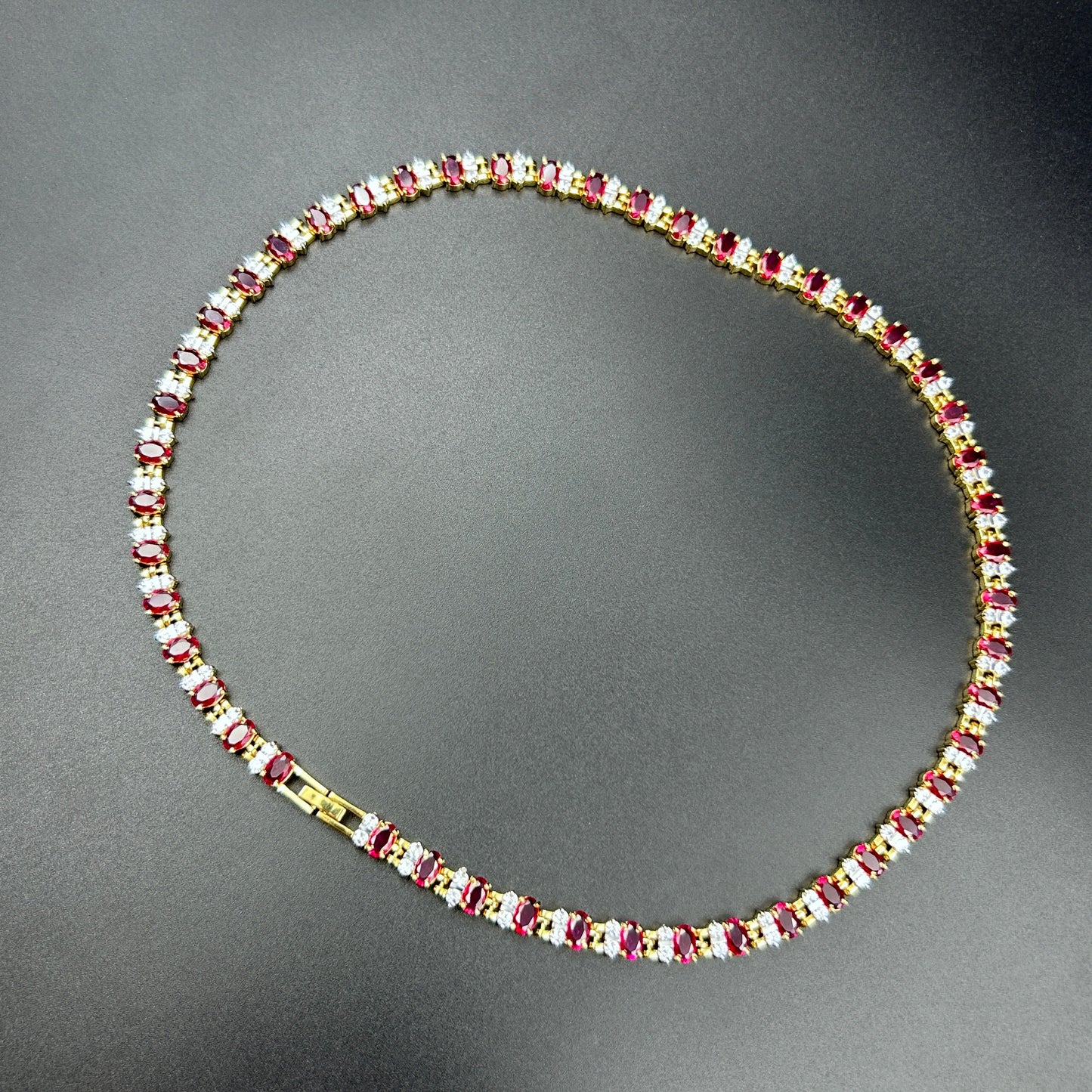 Pink Ruby Yellow Gold Necklace - Silver