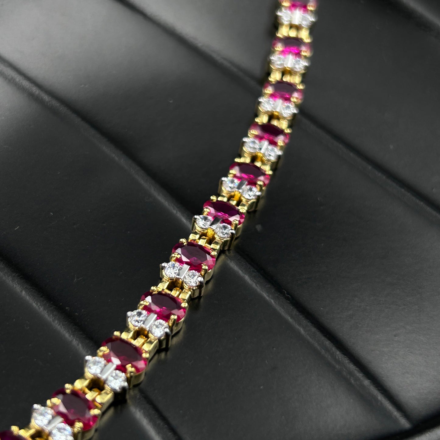 Pink Ruby Yellow Gold Necklace - Silver