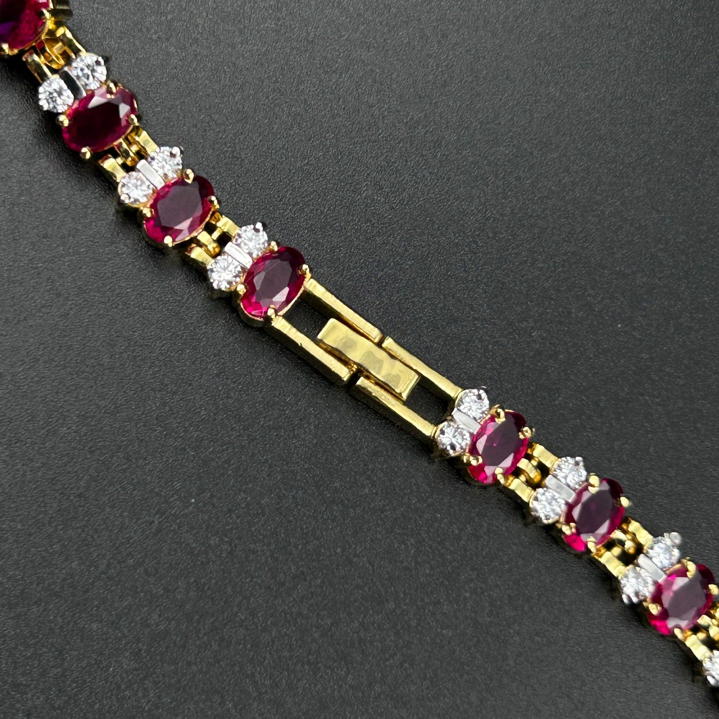 Pink Ruby Yellow Gold Necklace - Silver