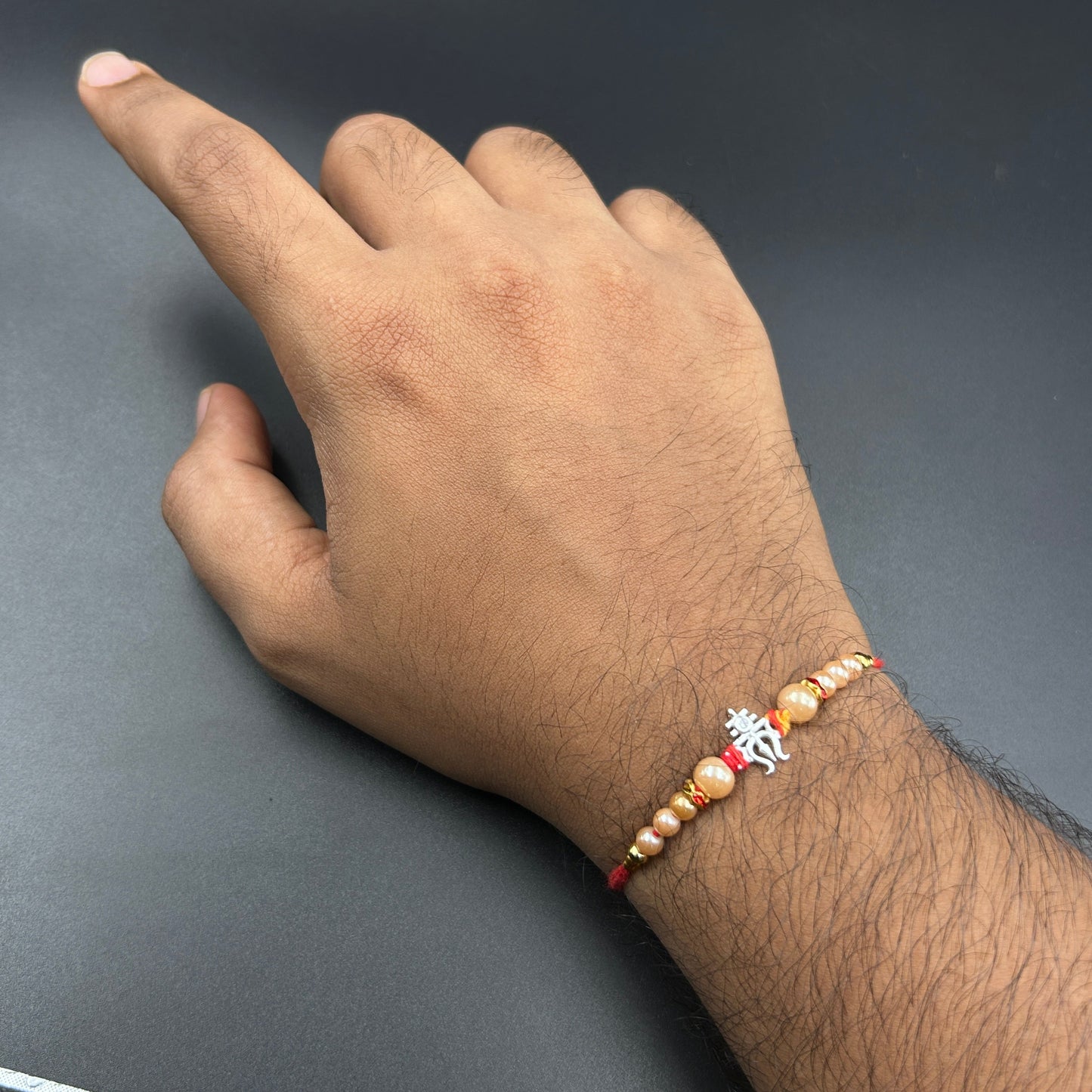 Pure Silver Trishul Rakhi - Thread Rakhi