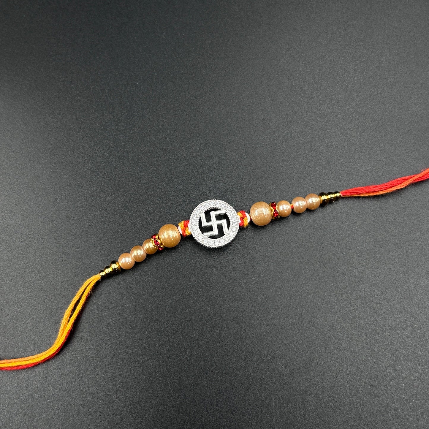 92.5 Swastik Rakhi Silver - Thread Rakhi