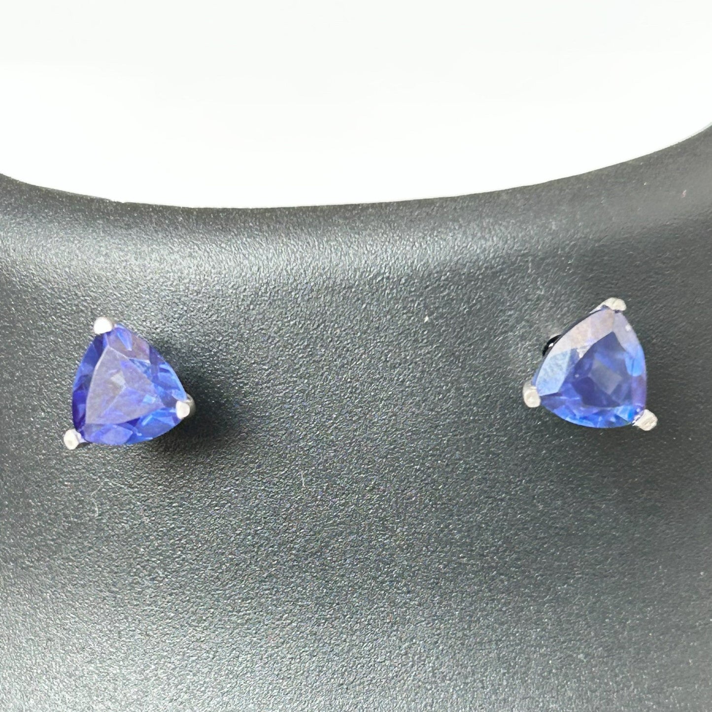Sapphire Trillion Earring - Silver Earring