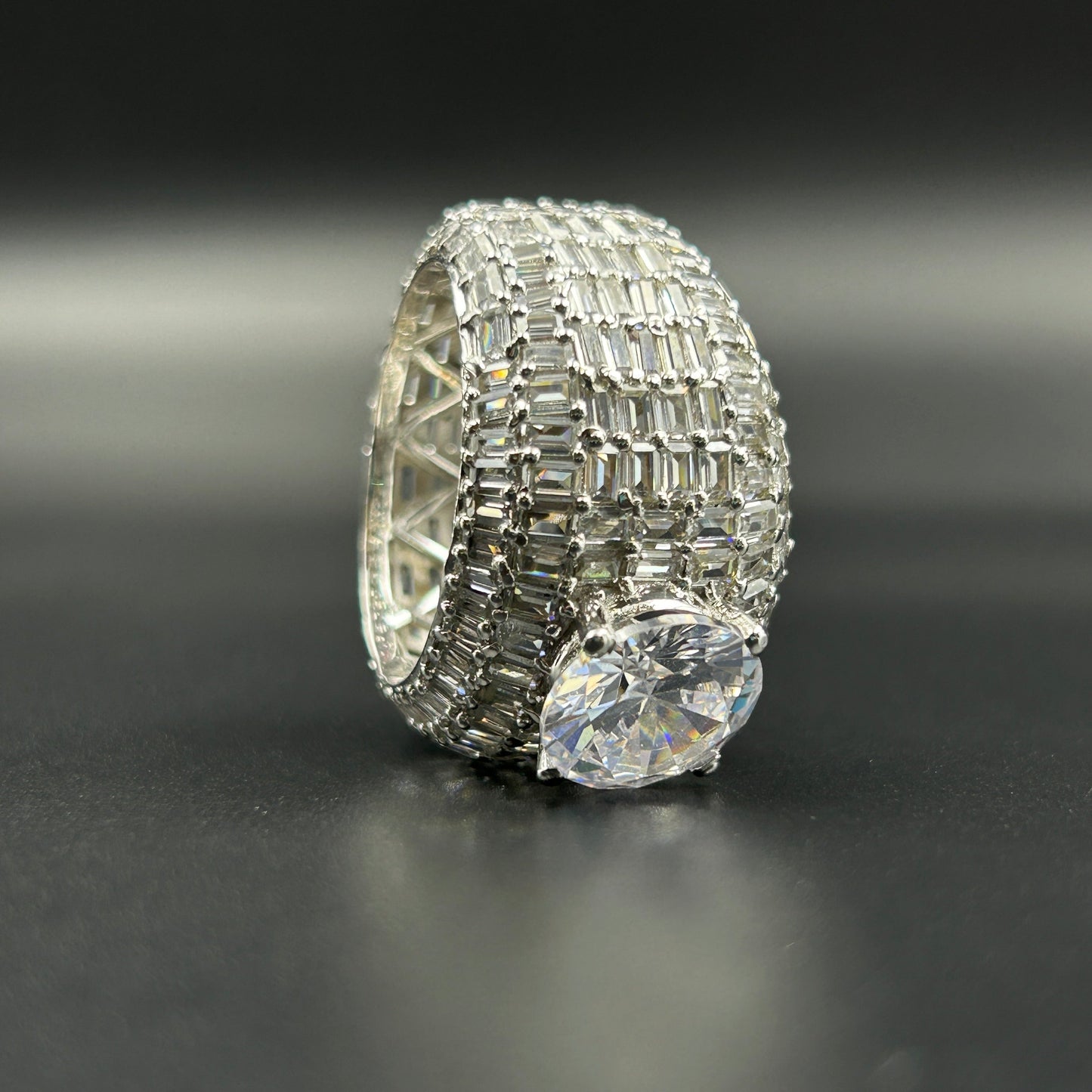 Women's Silver Ring - Big Solitaire Ring