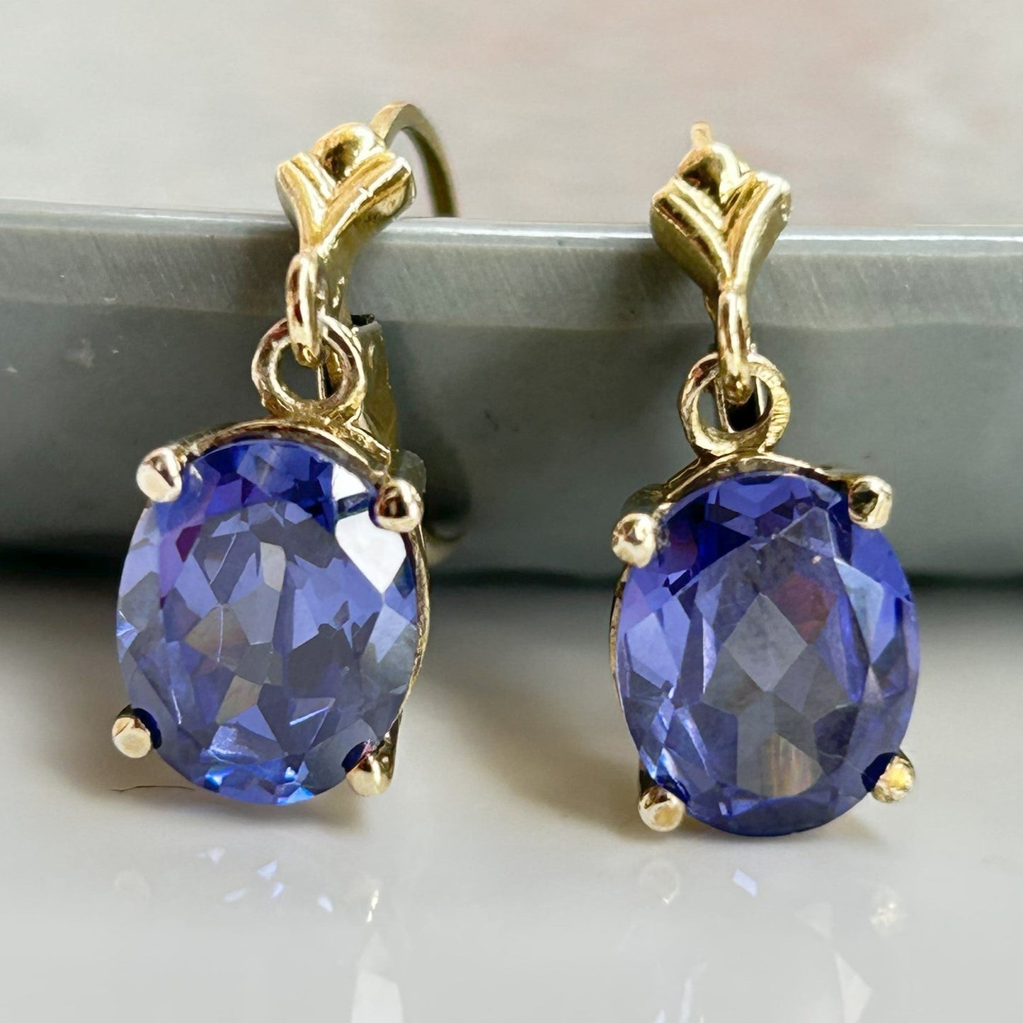 Yellow Gold Sapphire Earring - Silver Earrings