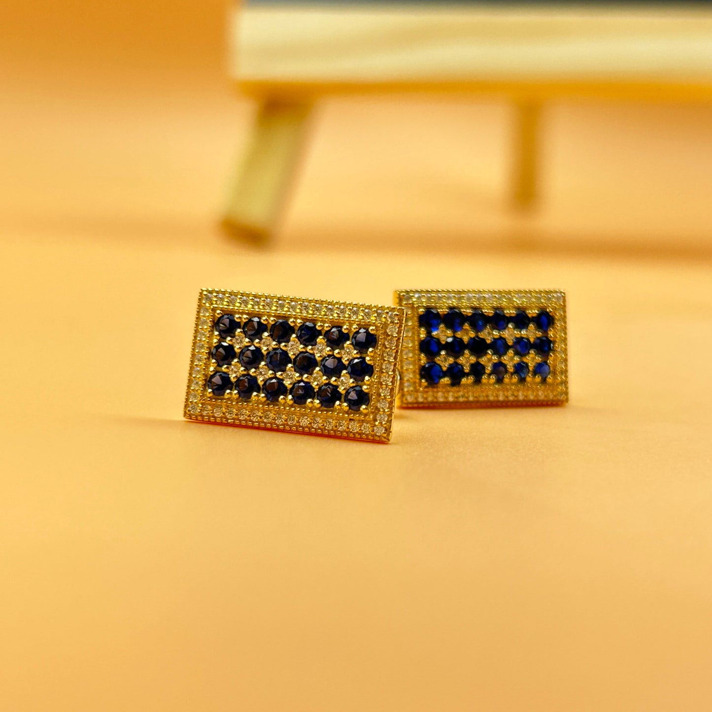 Silver Cufflink - Blue Sapphire Cuffkink for Men