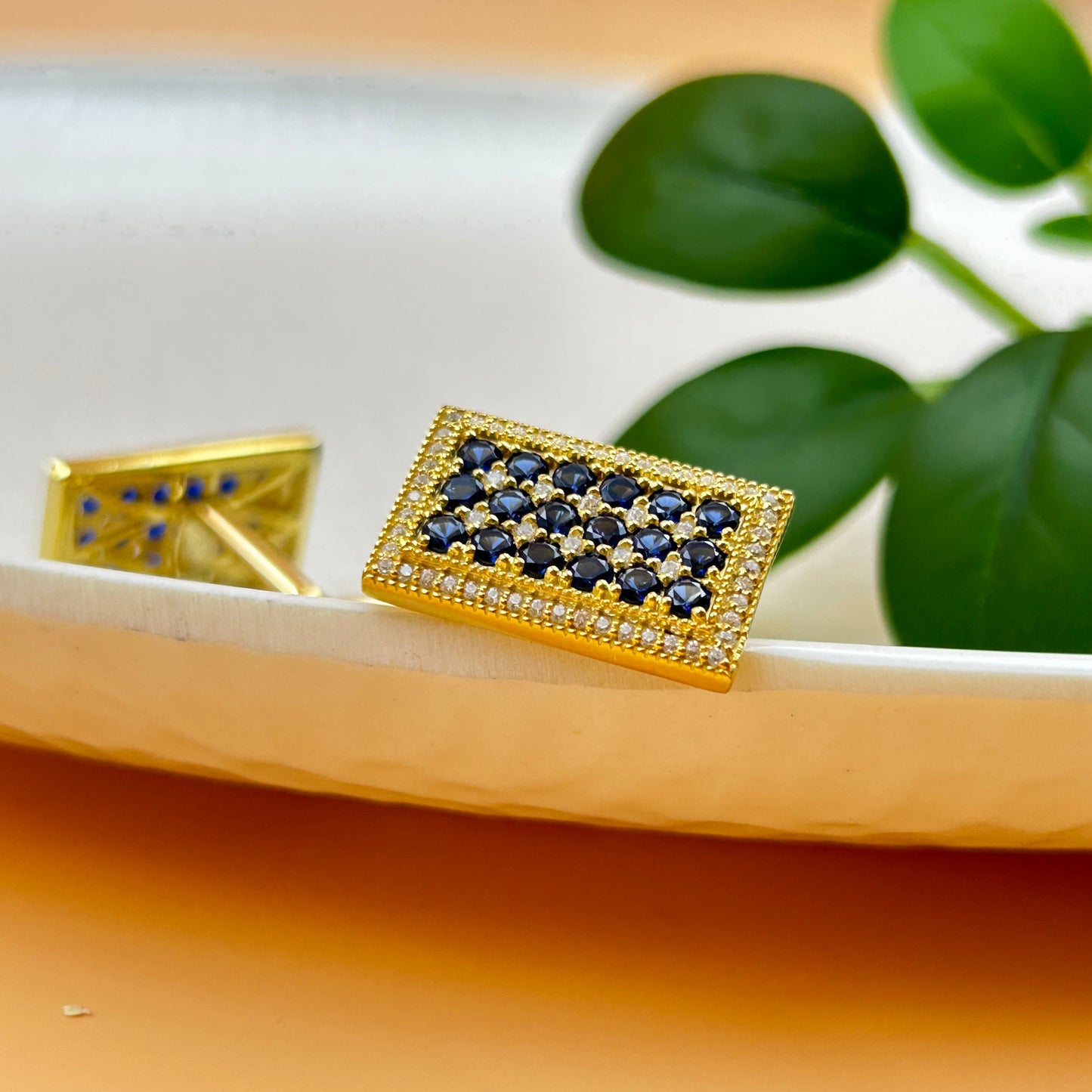 Silver Cufflink - Blue Sapphire Cuffkink for Men