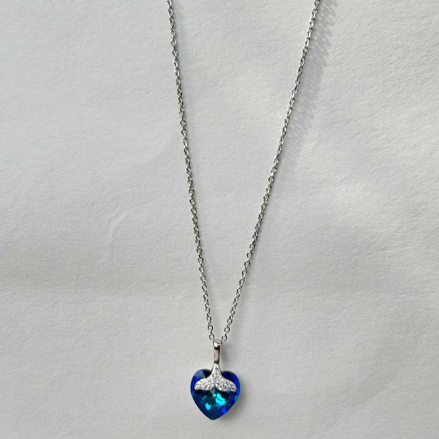 Blue Heart Pendant - Silver Pendant and Chain