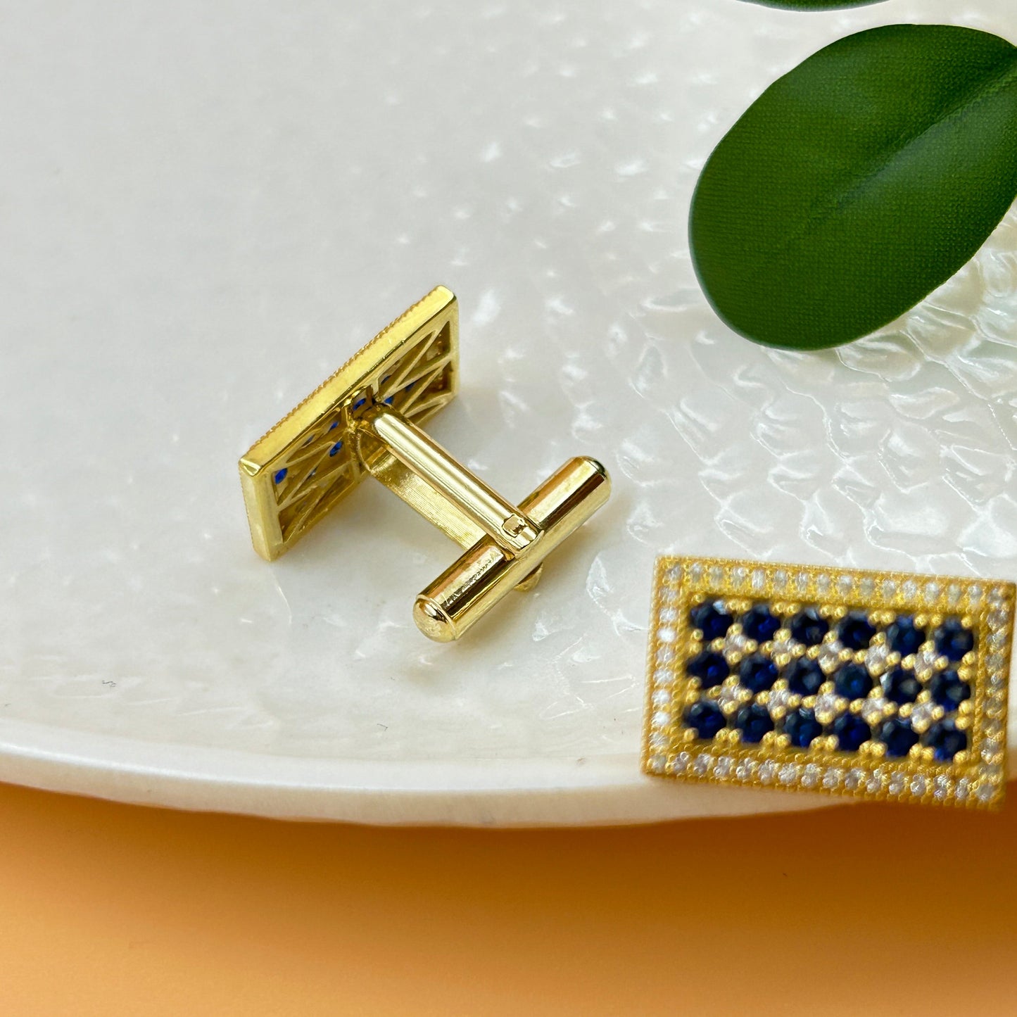 Silver Cufflink - Blue Sapphire Cuffkink for Men