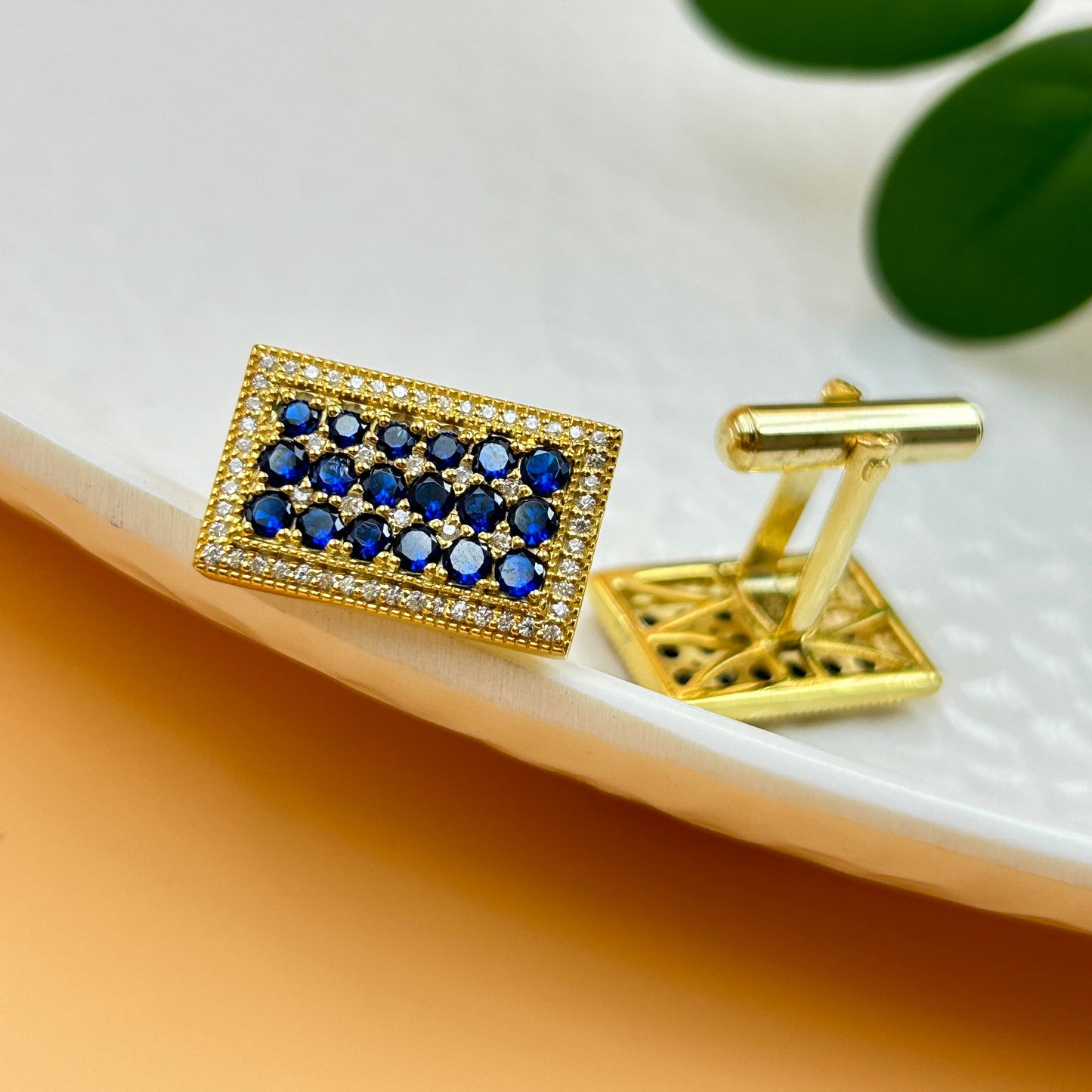 Silver Cufflink - Blue Sapphire Cuffkink for Men