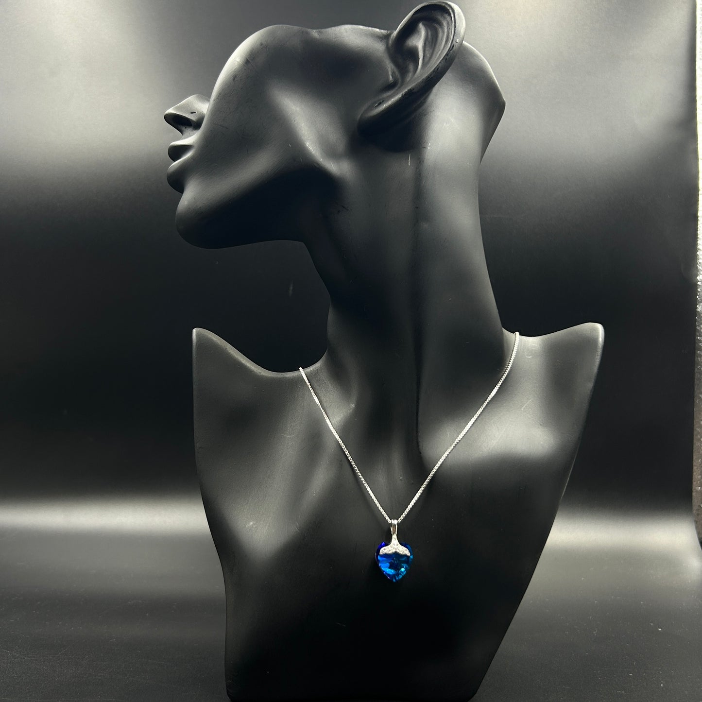 Blue Heart Pendant - Silver Pendant and Chain