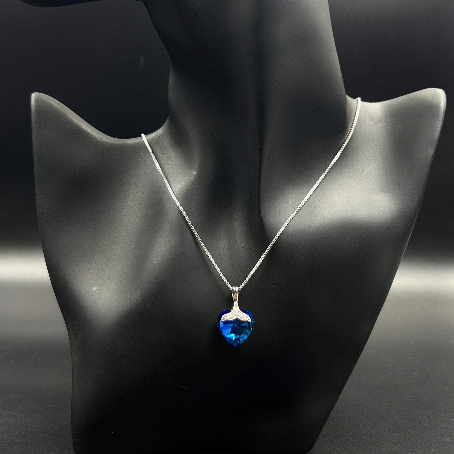 Blue Heart Pendant - Silver Pendant and Chain