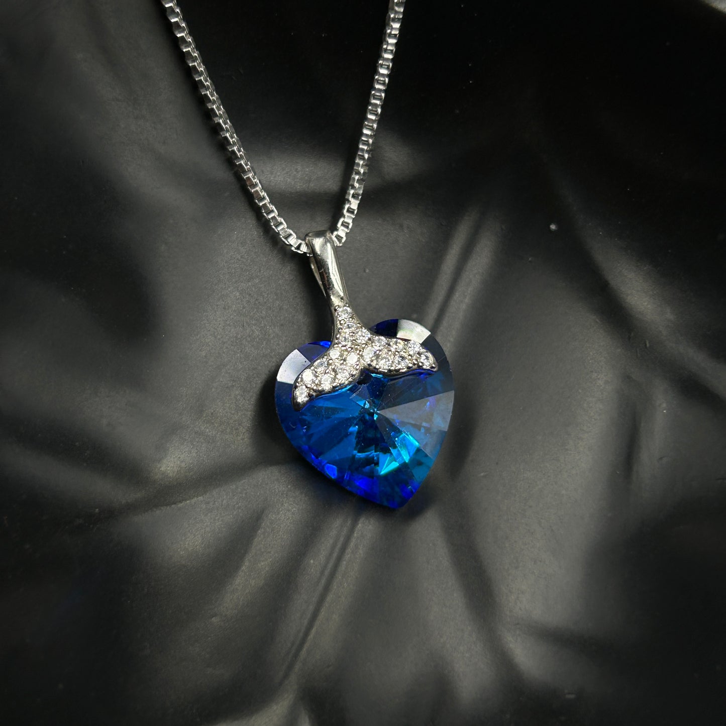 Blue Heart Pendant - Silver Pendant and Chain