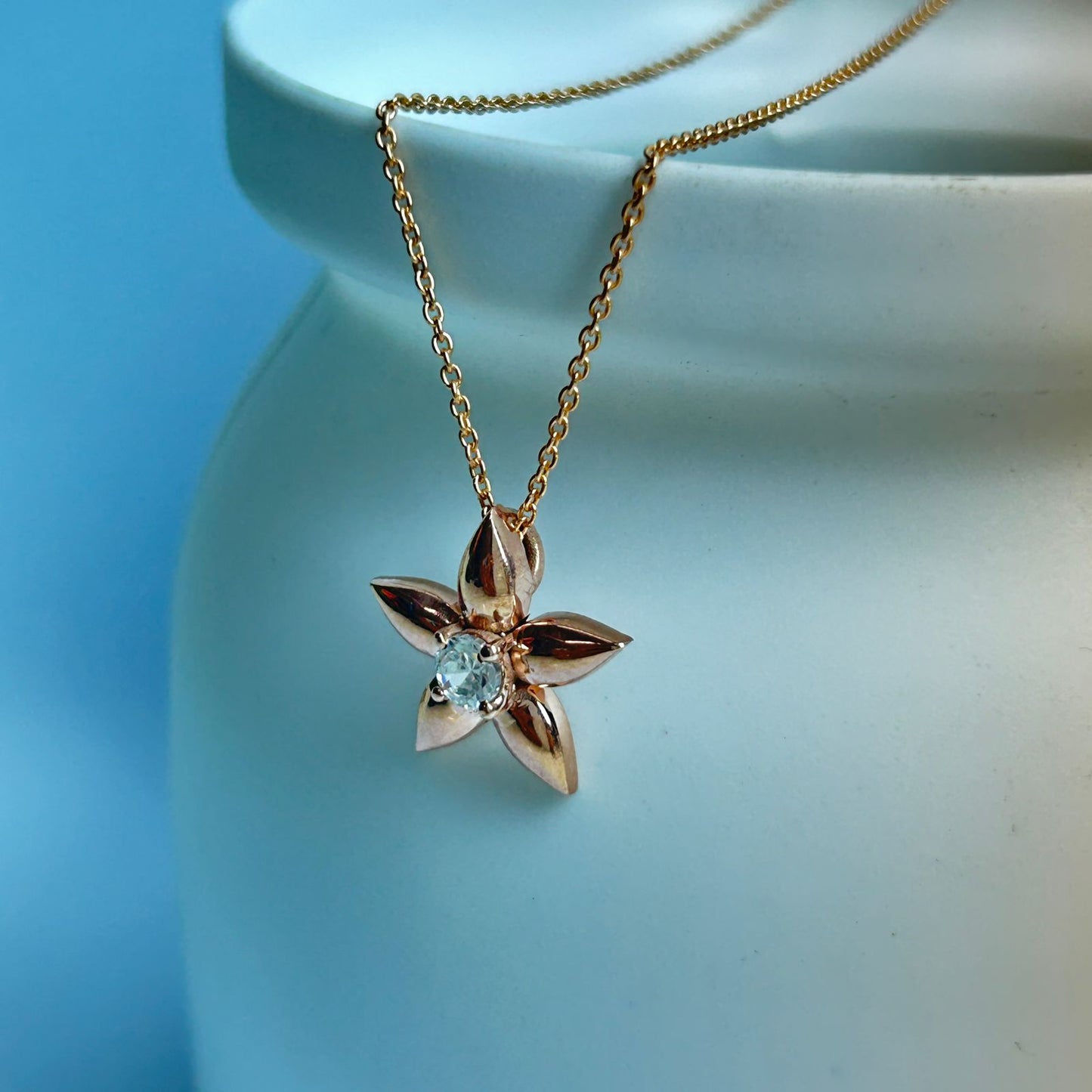 Pure Silver Flower Pendant and Chain