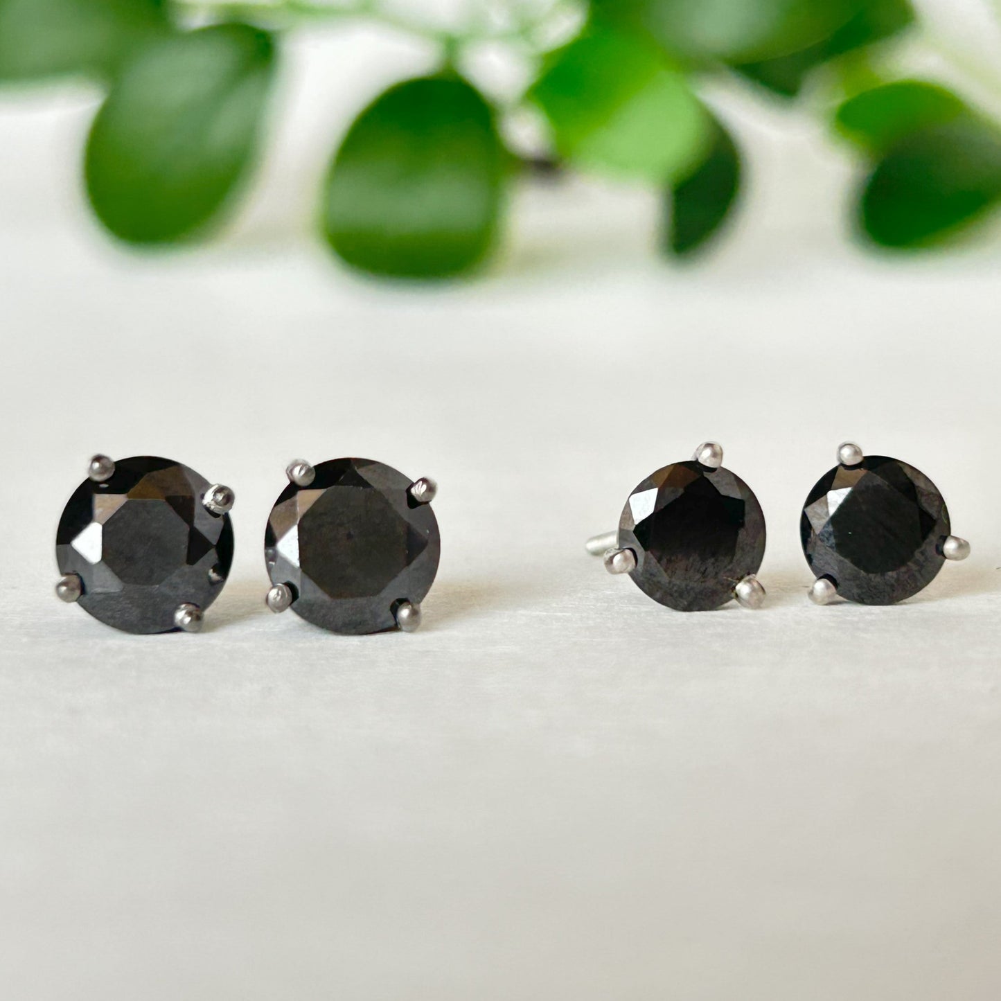 Black Diamond Stud Earrings - Screw Back Earrings