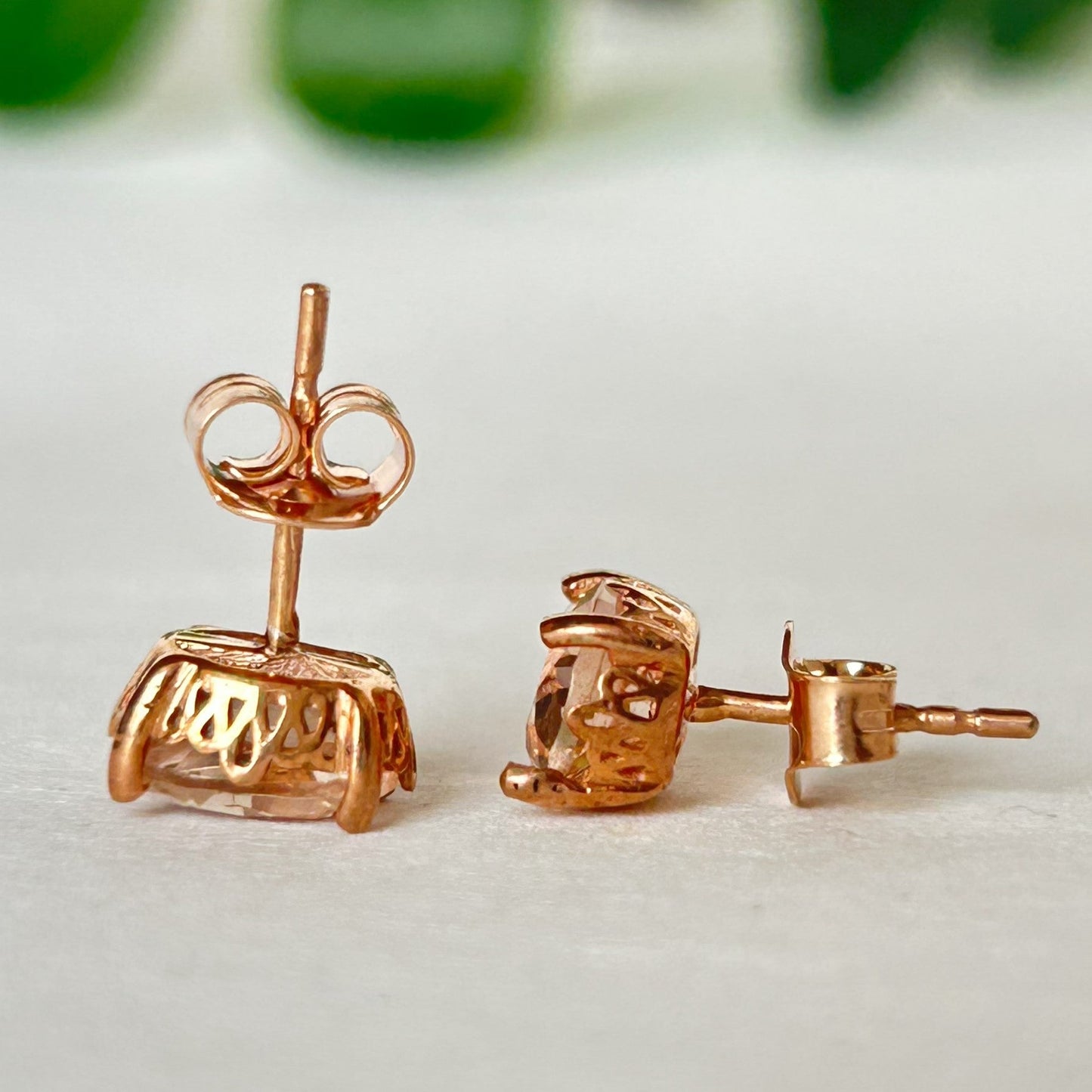 Peach Morganite Oval Earring - Silver Earring