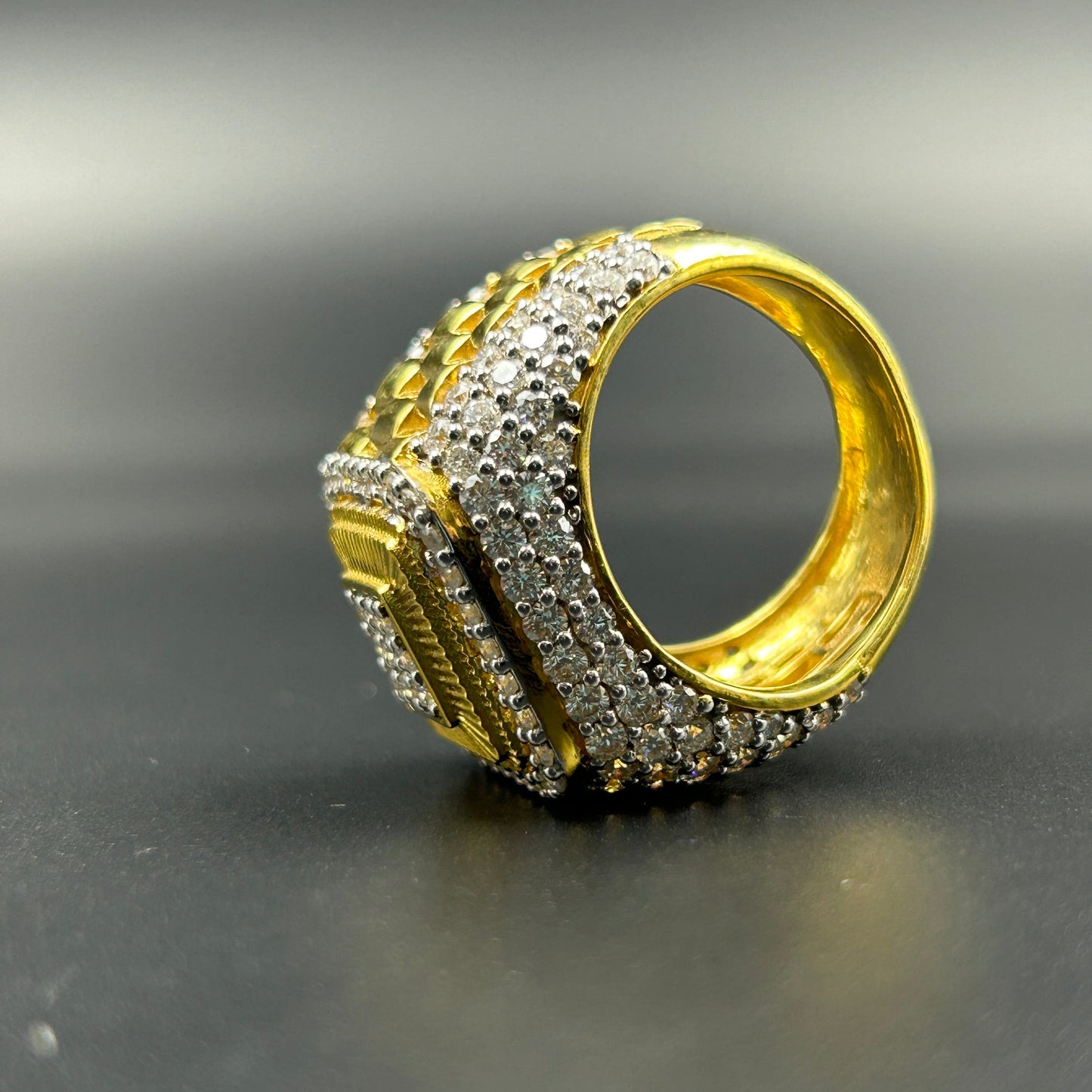 Men's Silver Ring - Yellow Gold Hiphop Ring