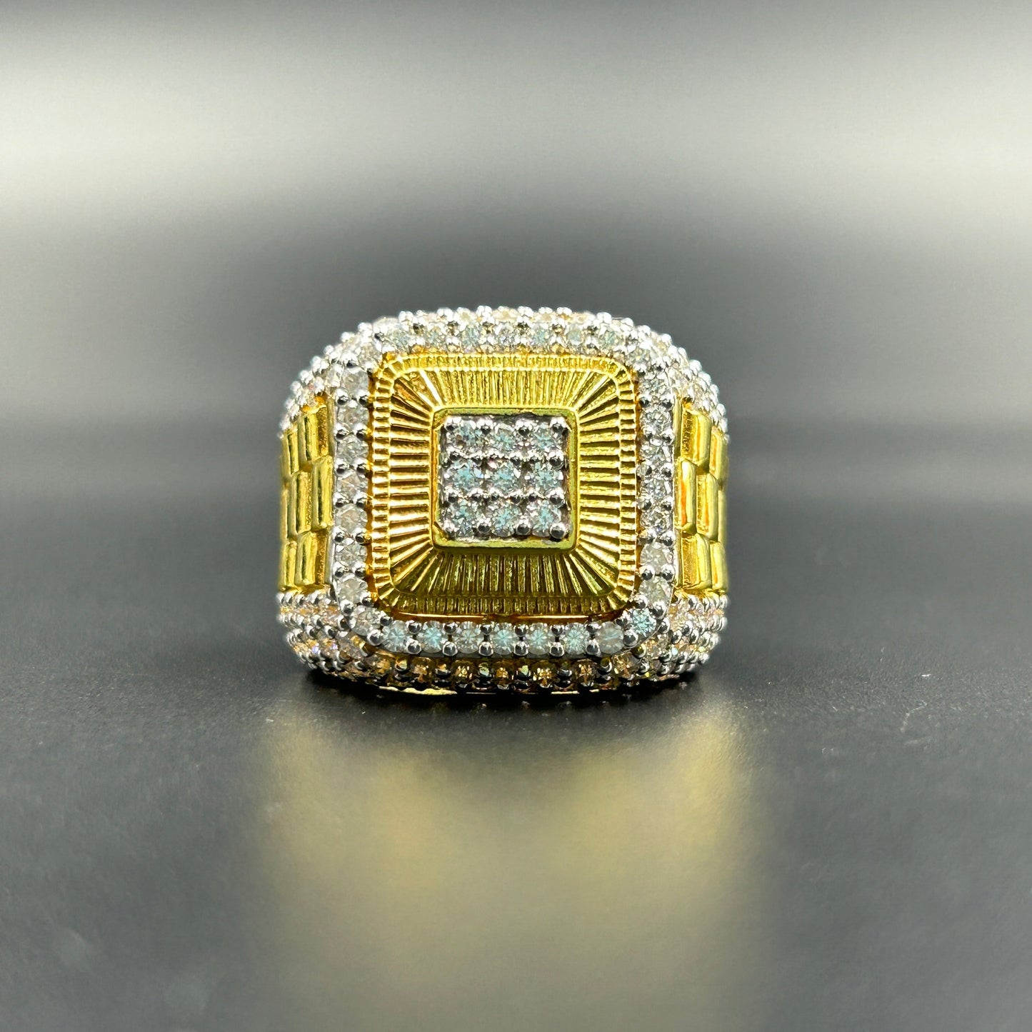 Men's Silver Ring - Yellow Gold Hiphop Ring