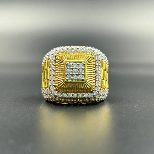 Men's Silver Ring - Yellow Gold Hiphop Ring