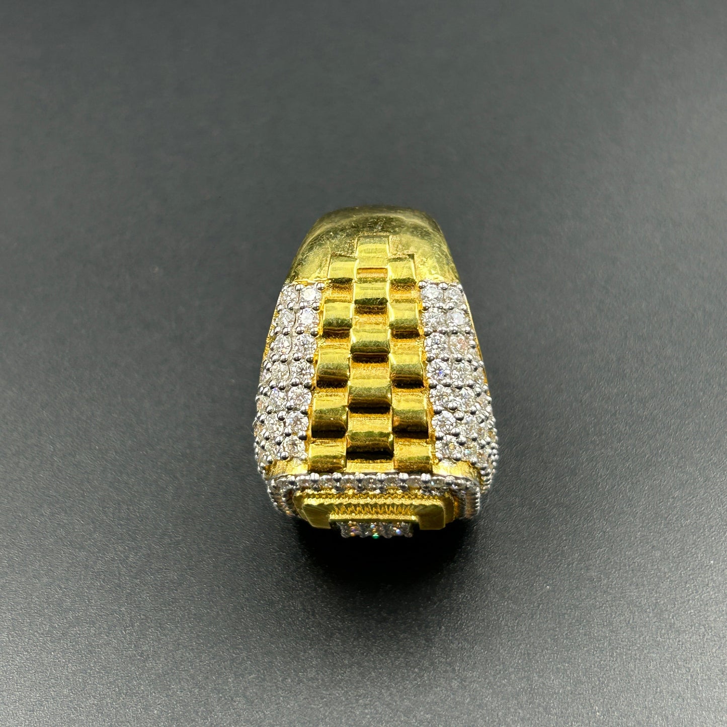 Men's Silver Ring - Yellow Gold Hiphop Ring