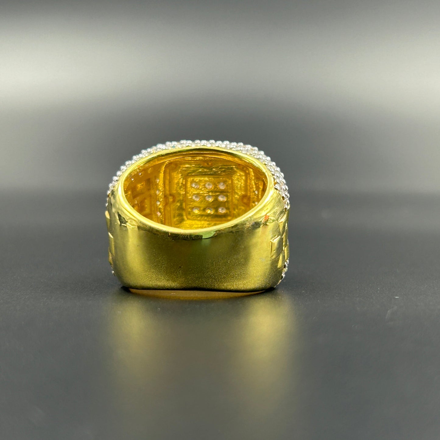 Men's Silver Ring - Yellow Gold Hiphop Ring