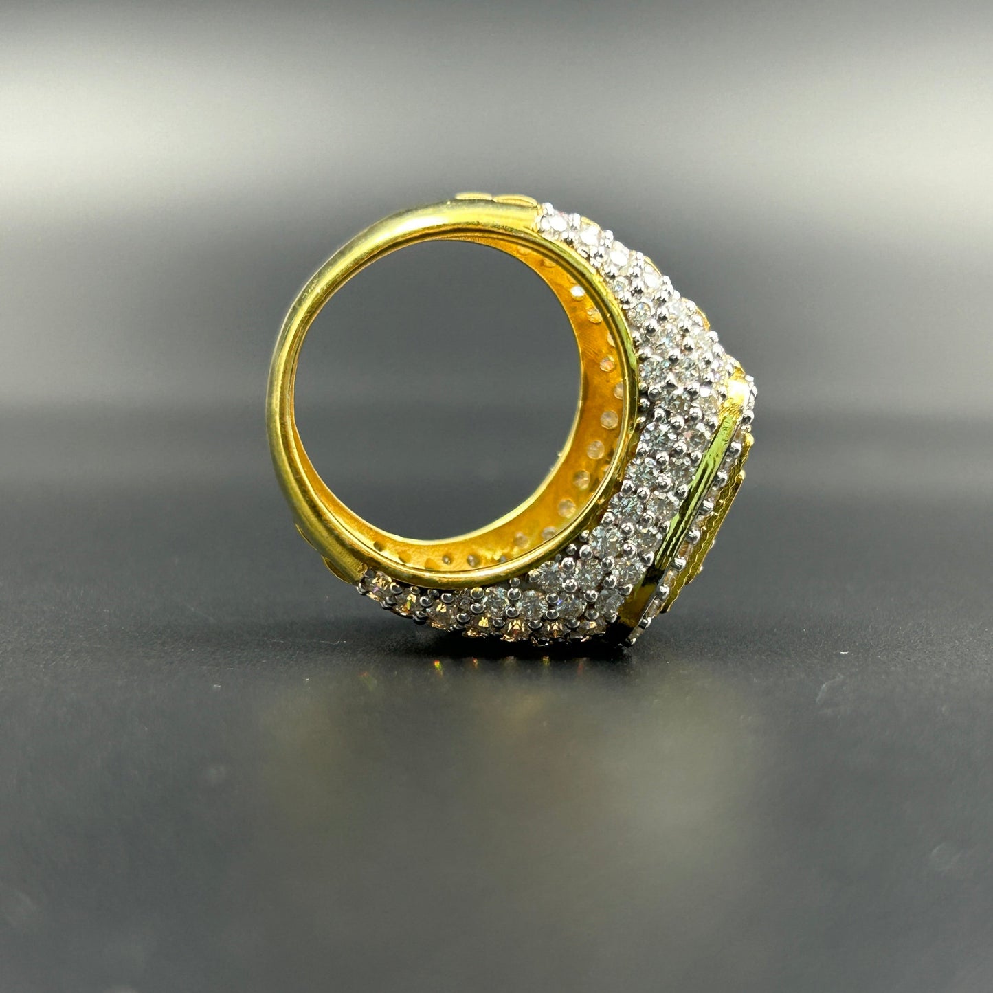 Men's Silver Ring - Yellow Gold Hiphop Ring