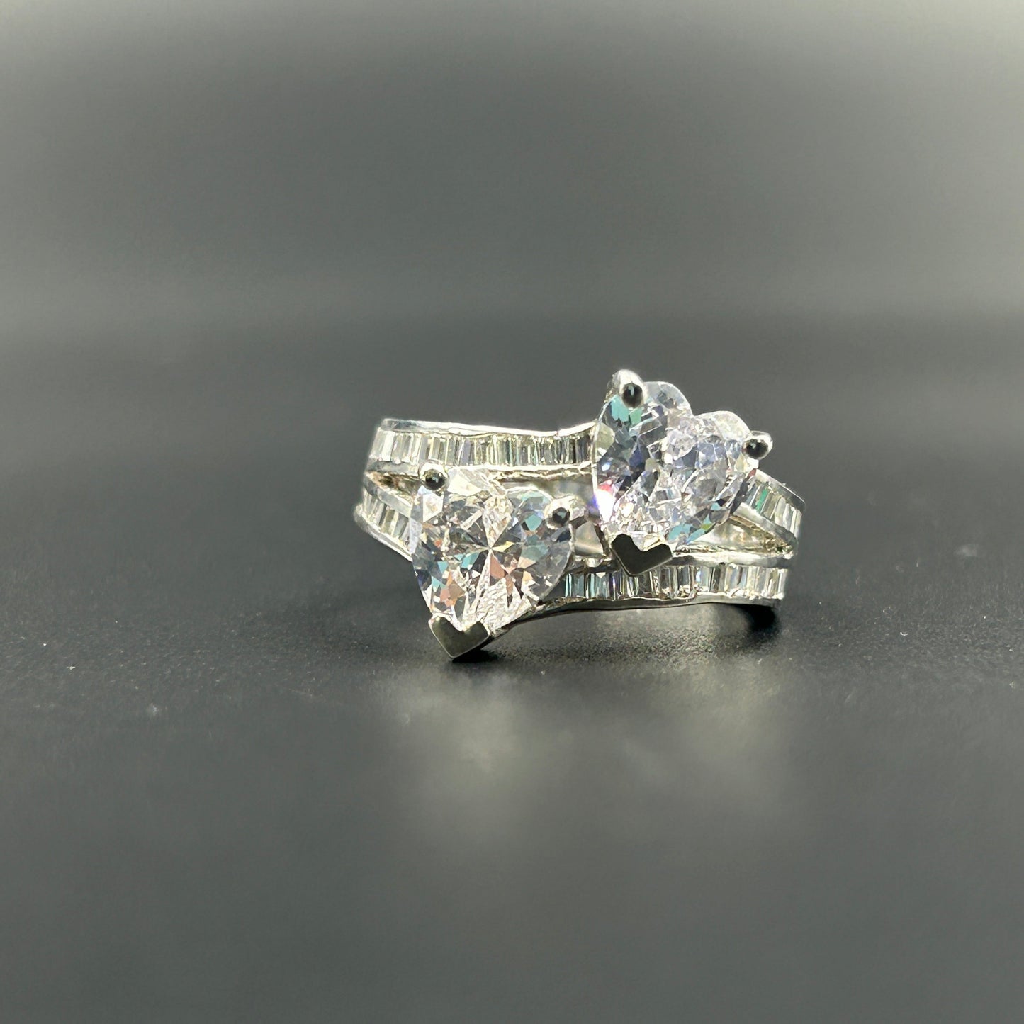 Silver TWO Heart Ring - Women's Silver Ring