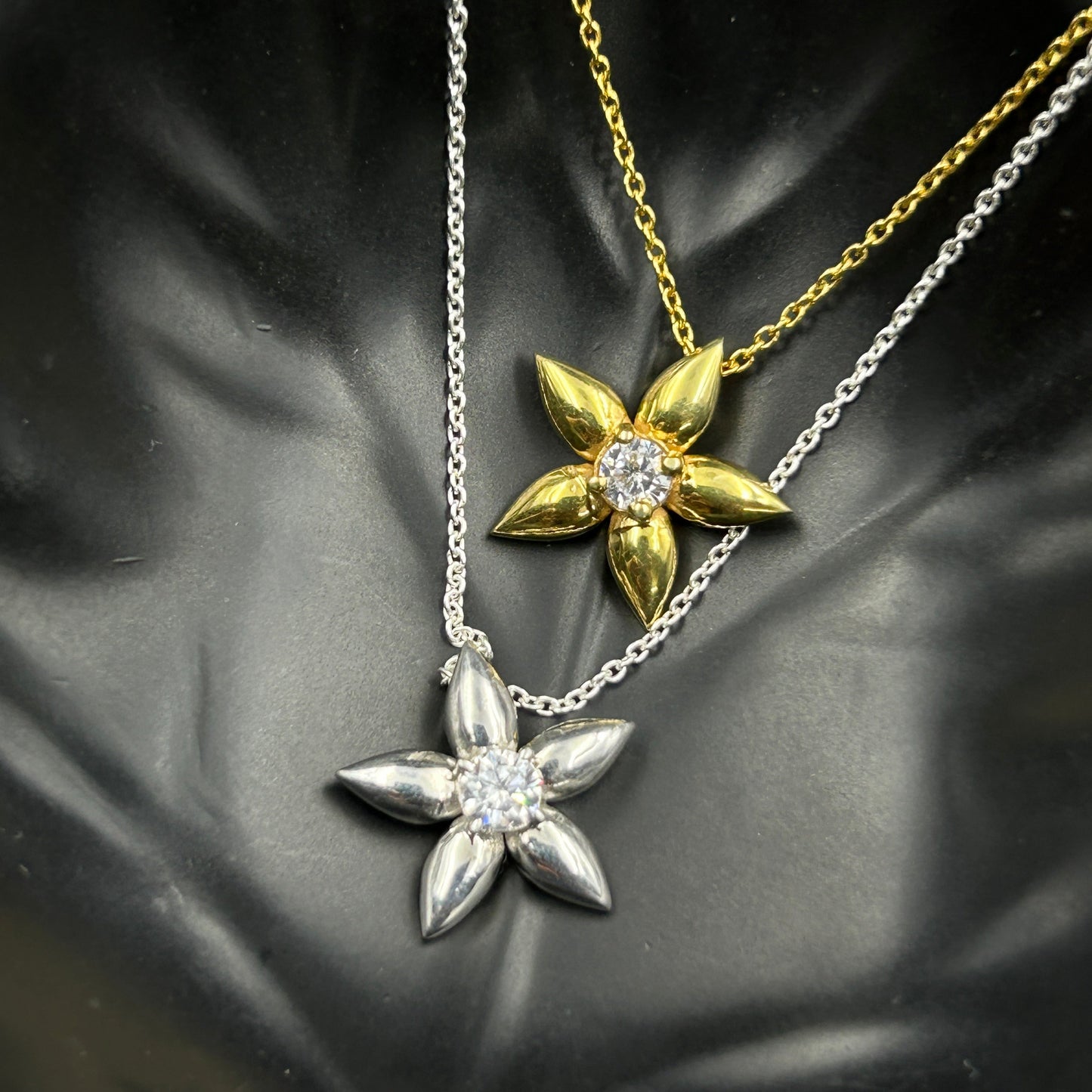 Pure Silver Flower Pendant and Chain