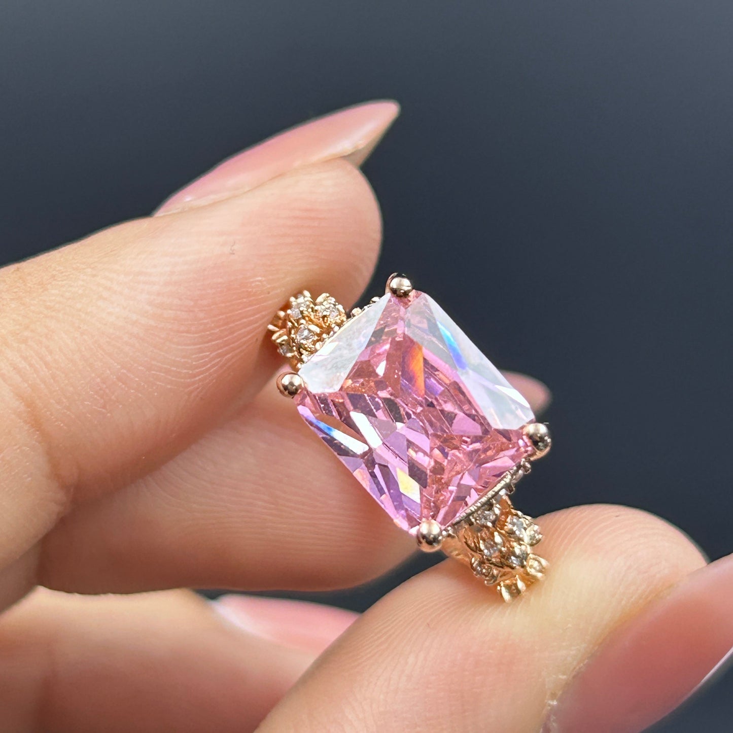 Pink Sapphire Ring - Pure Silver Ring