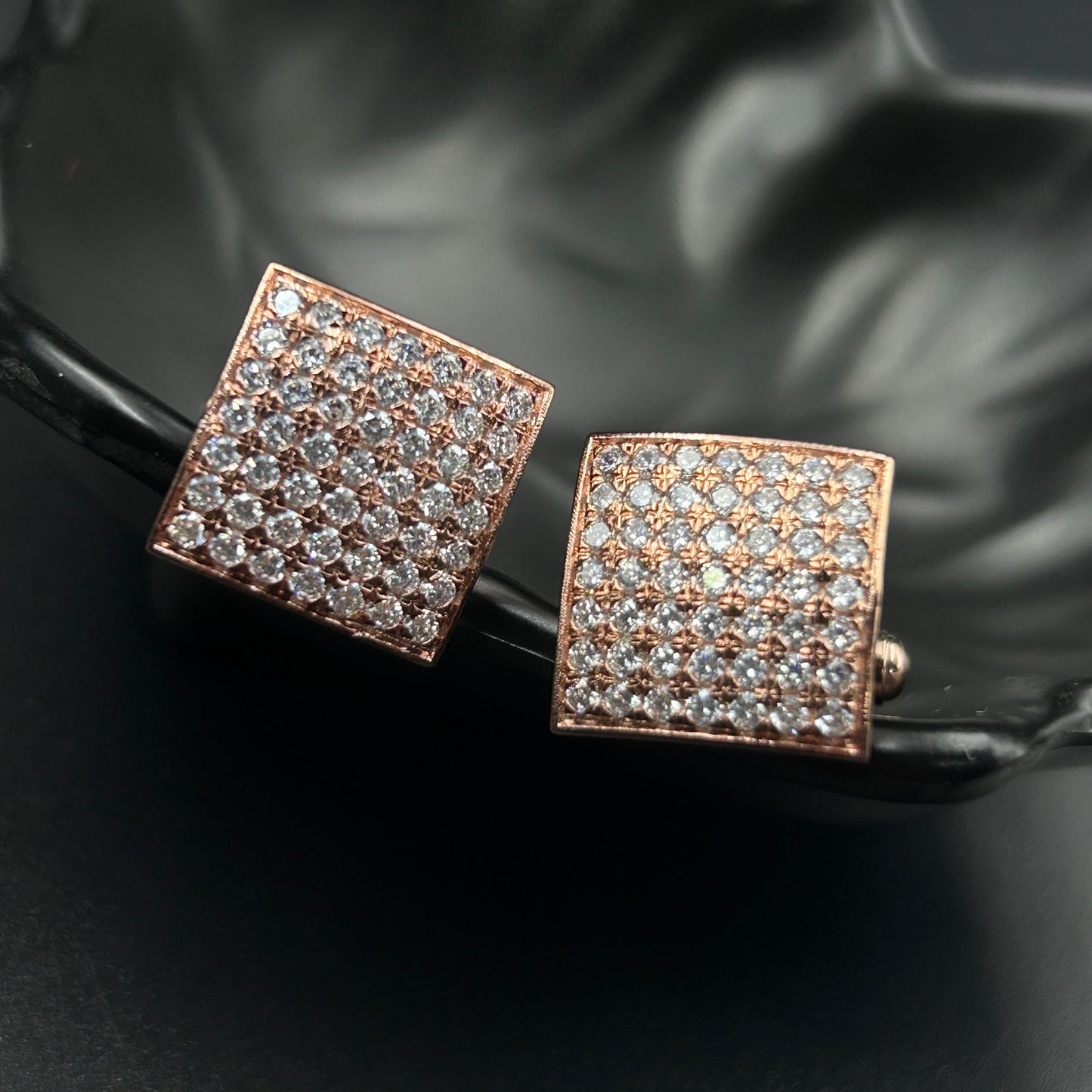 Rose Gold Cufflink - Pure Silver