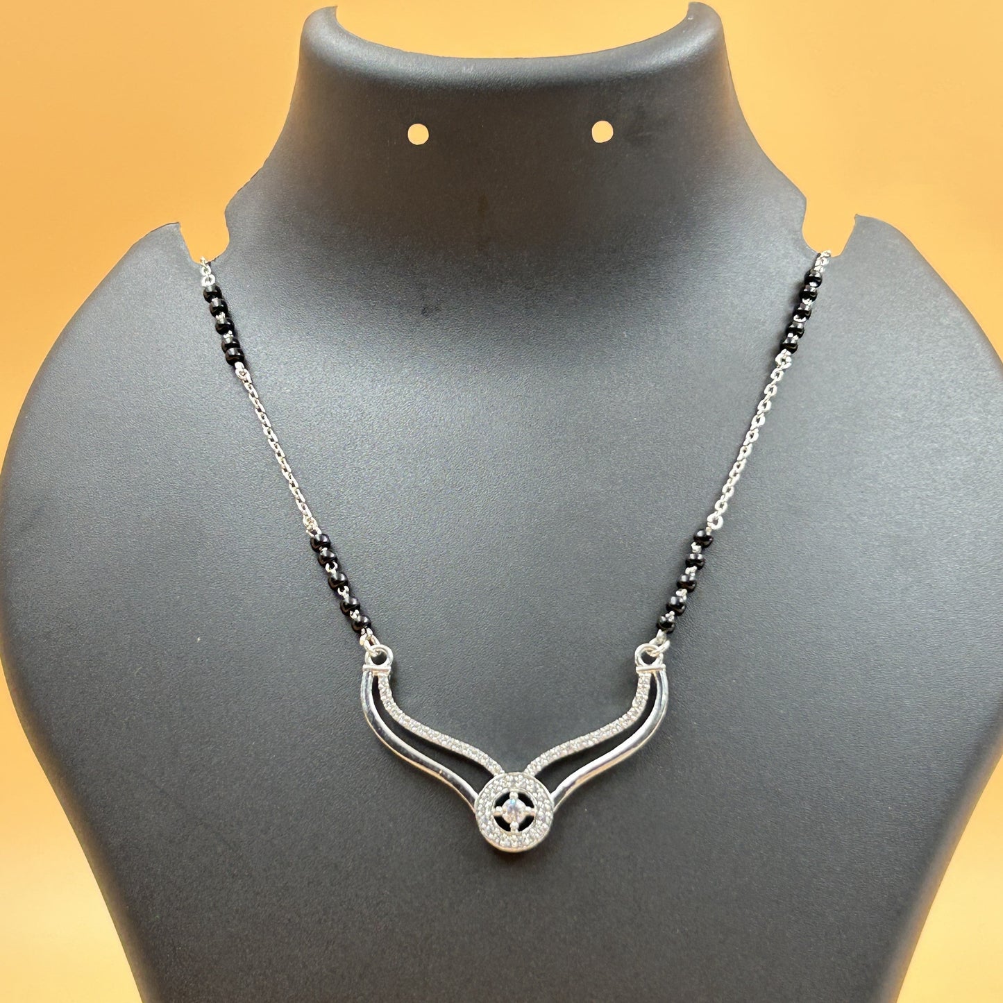 Round Women's Silver Mangalsutra