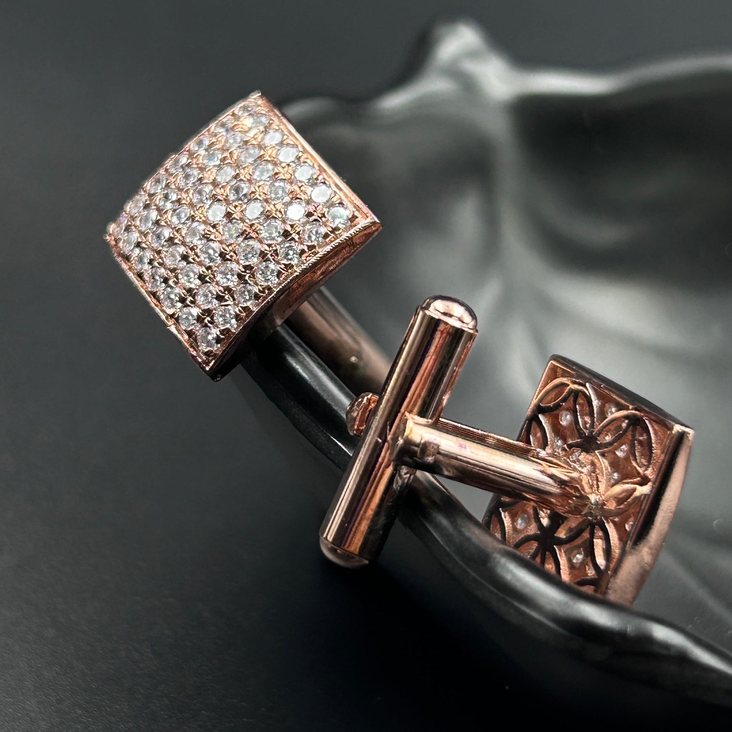 Rose Gold Cufflink - Pure Silver