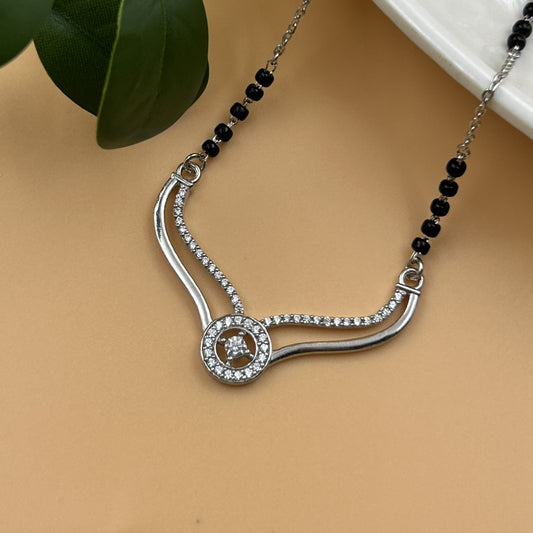 Round Women's Silver Mangalsutra