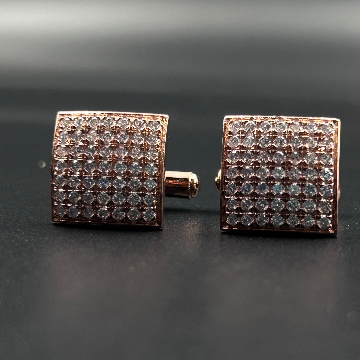 Rose Gold Cufflink - Pure Silver