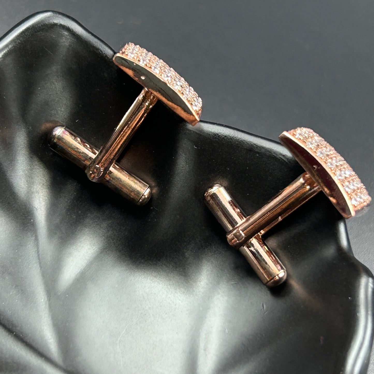 Rose Gold Cufflink - Pure Silver