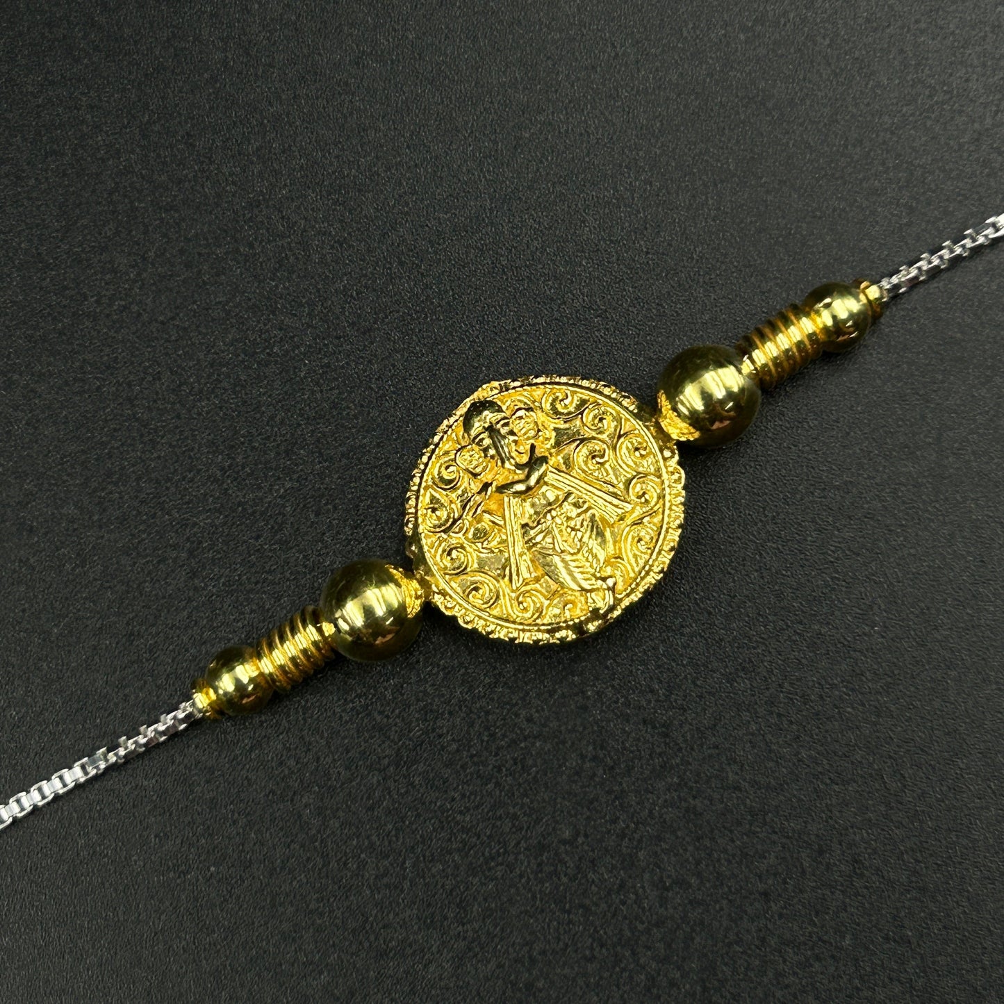 Ganesh Rakhi without Rudraksh - Pure Silver