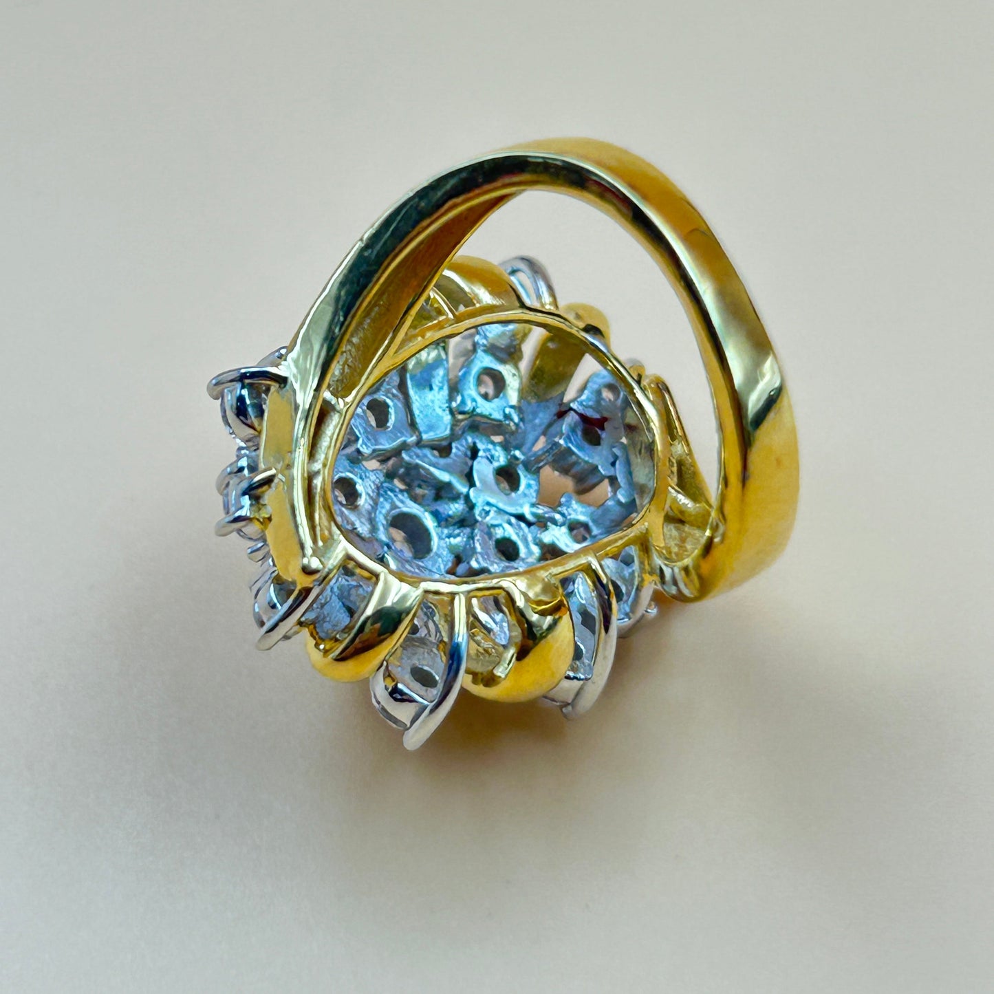Silver Cluster Ring - Yellow Gold Ring