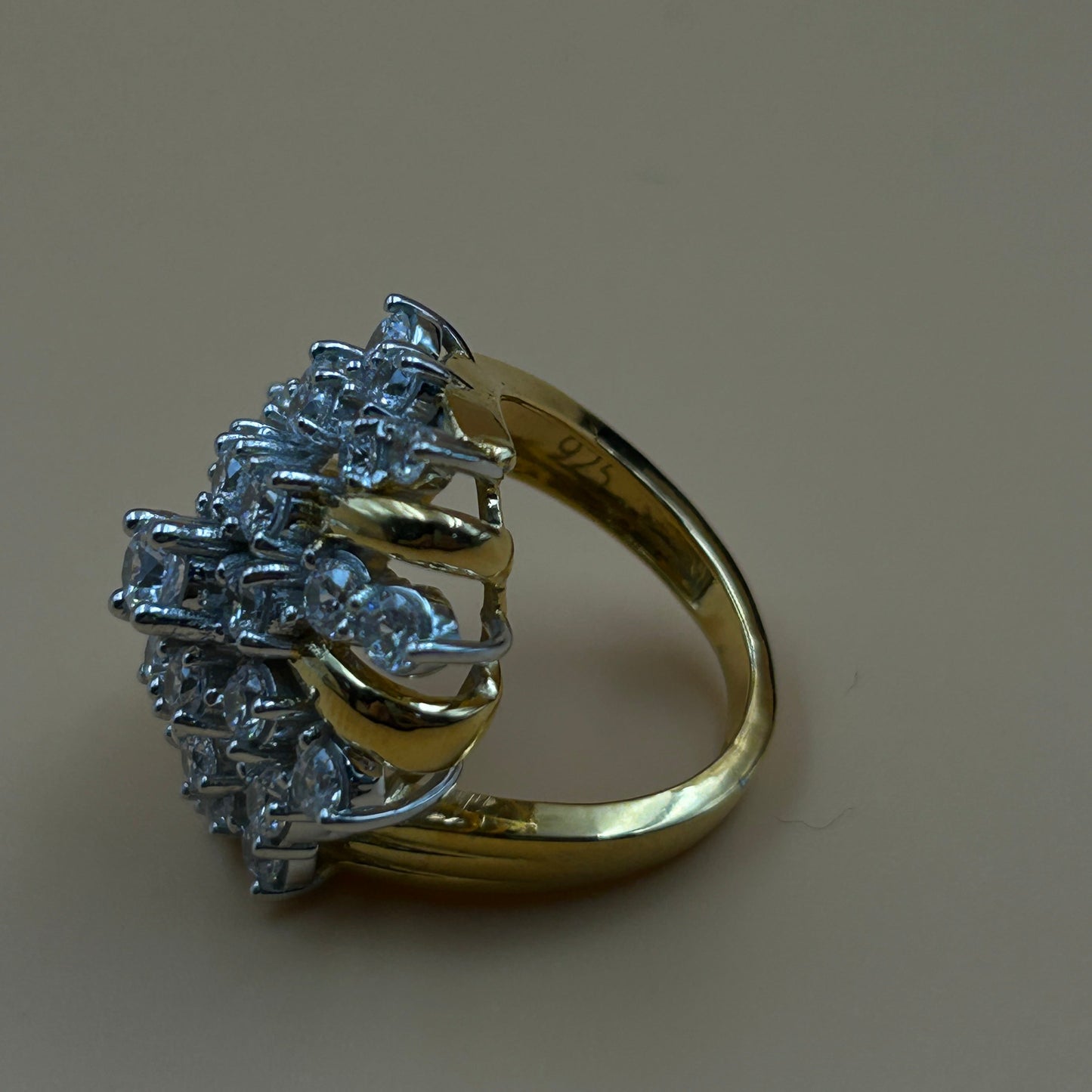 Silver Cluster Ring - Yellow Gold Ring