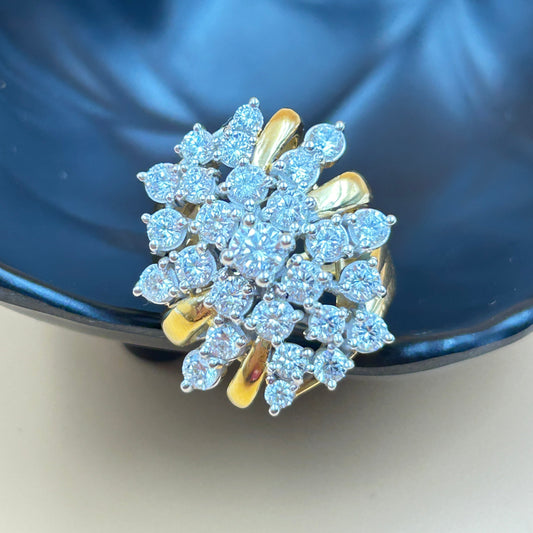 Silver Cluster Ring - Yellow Gold Ring