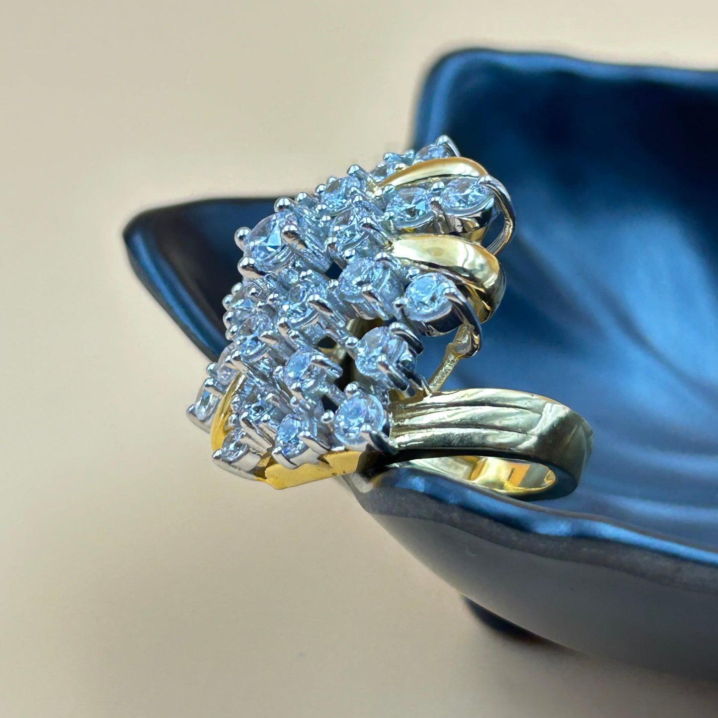 Silver Cluster Ring - Yellow Gold Ring