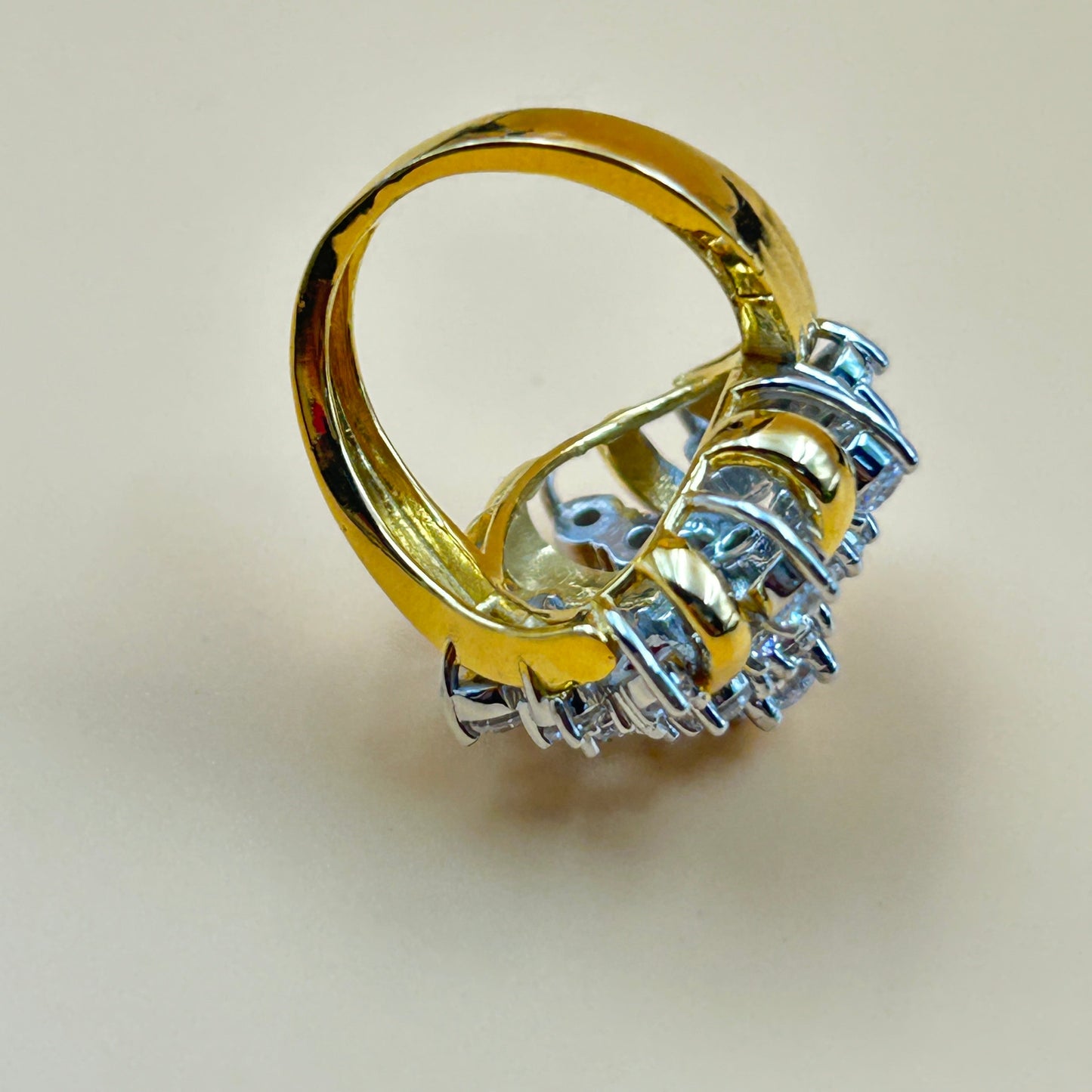 Silver Cluster Ring - Yellow Gold Ring