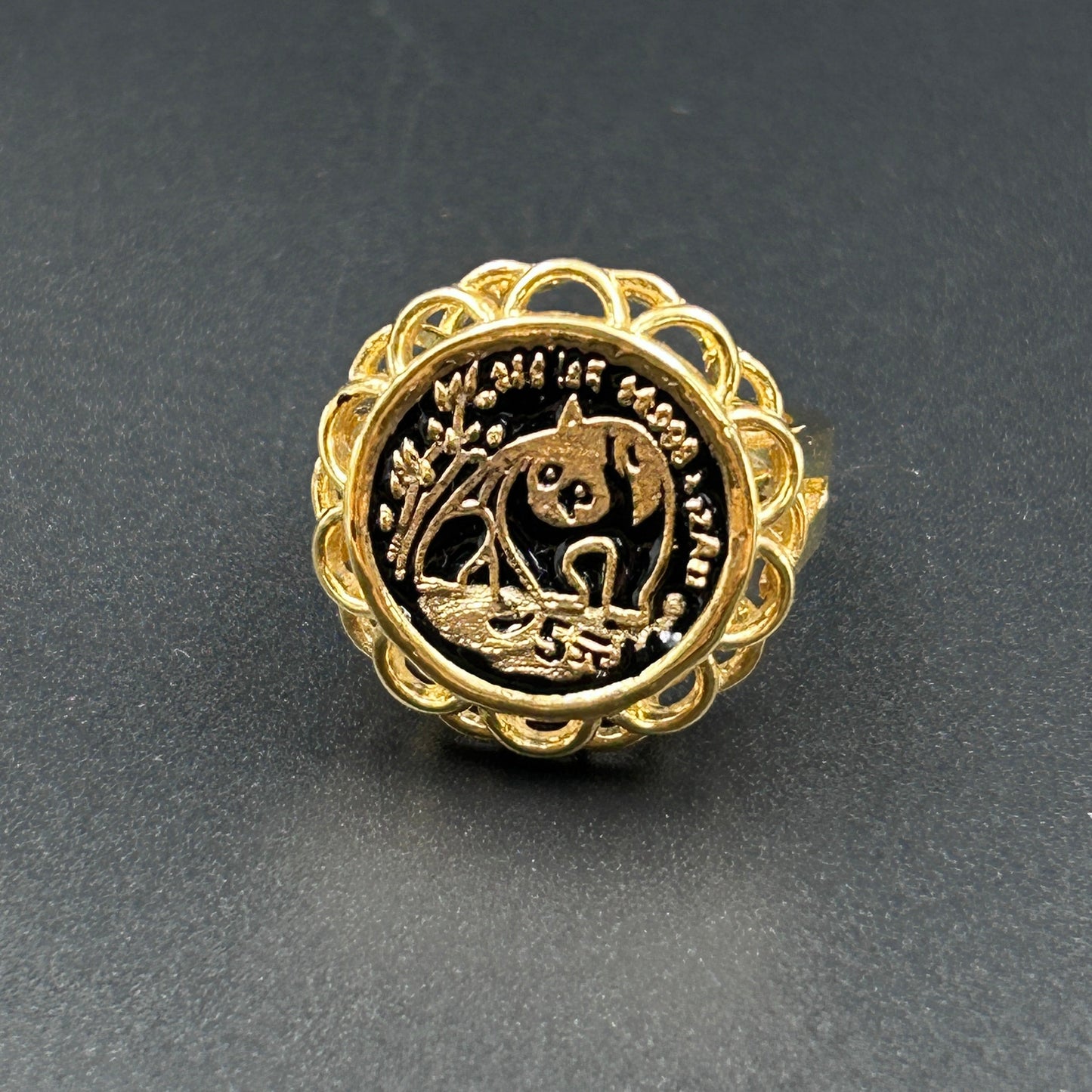 Silver Panda Coin Ring