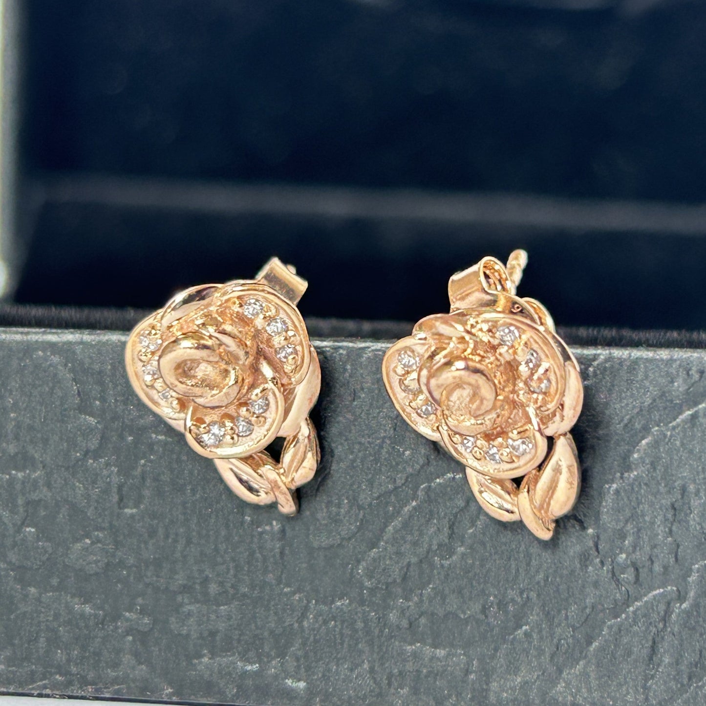 Rose Earring - Rose Gold Silver Earring